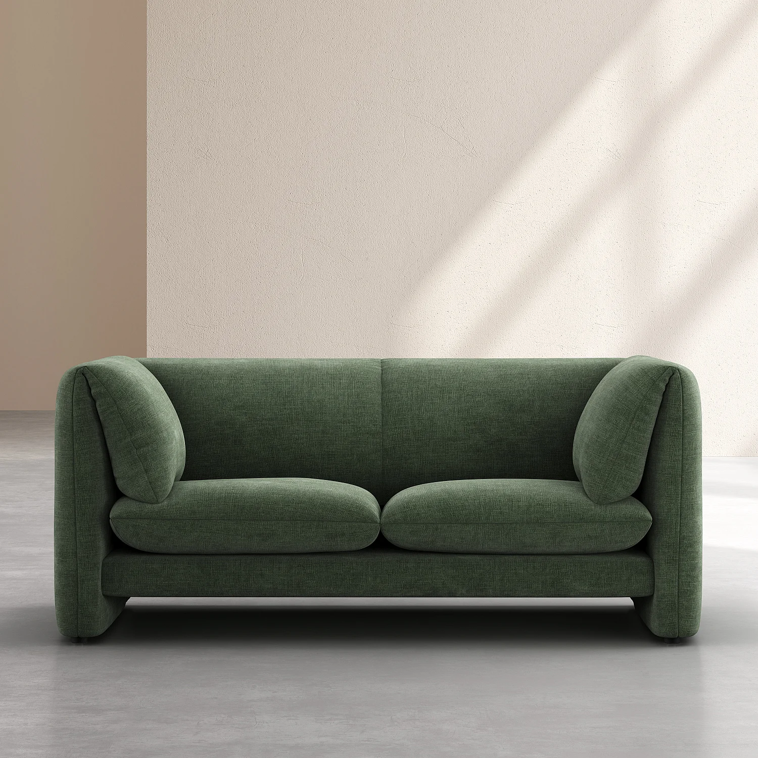 Divano 2 posti in tessuto con schienale imbottito di piume - Verde kaki - 2