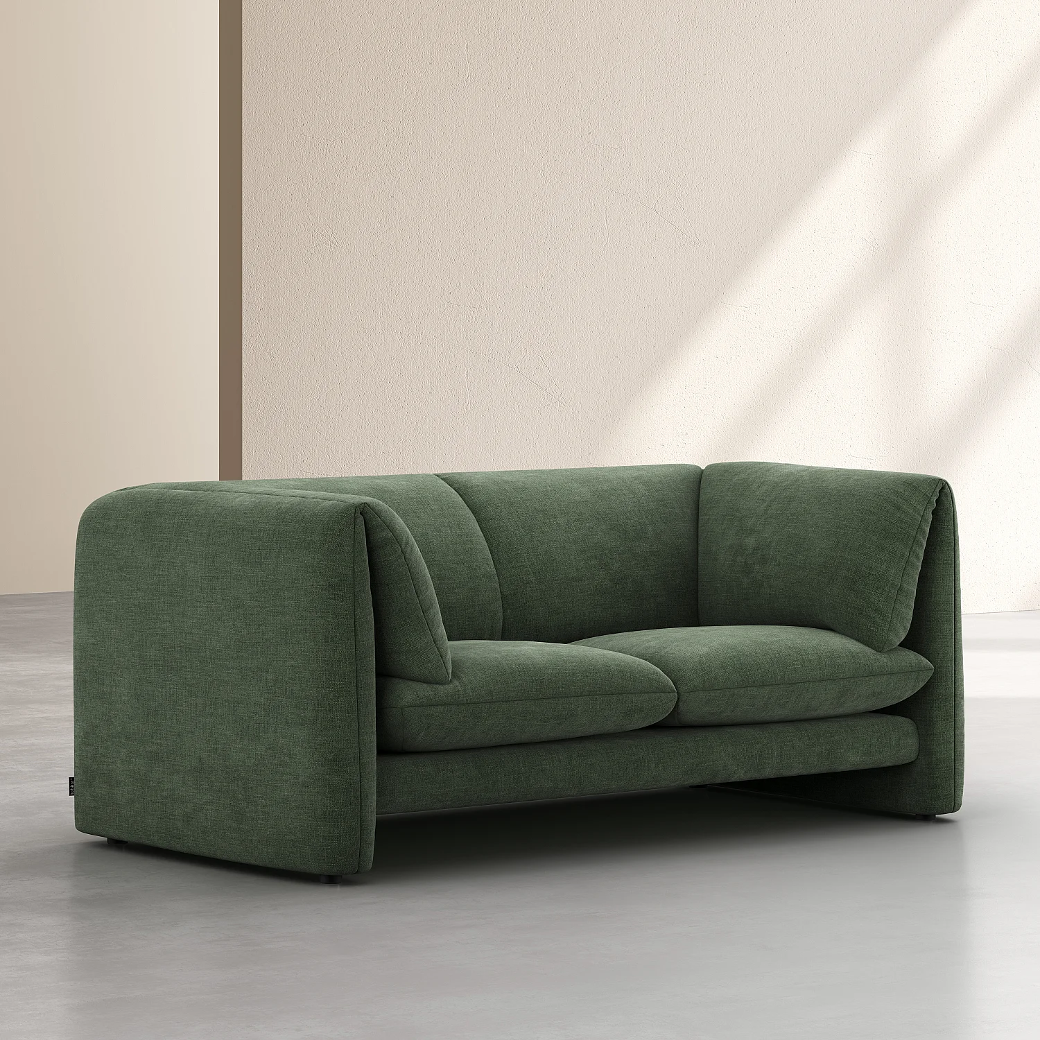 Divano 2 posti in tessuto con schienale imbottito di piume - Verde kaki - 3