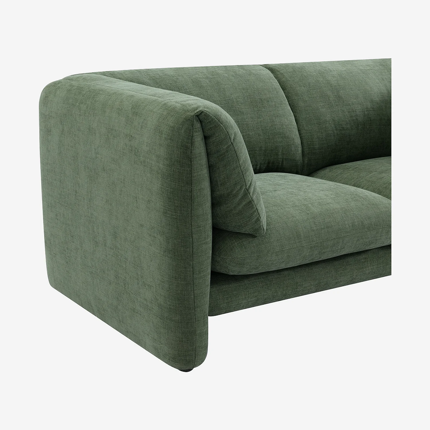 Canapé 2 places en tissu avec dossier garni de plumes - Vert kaki - 6