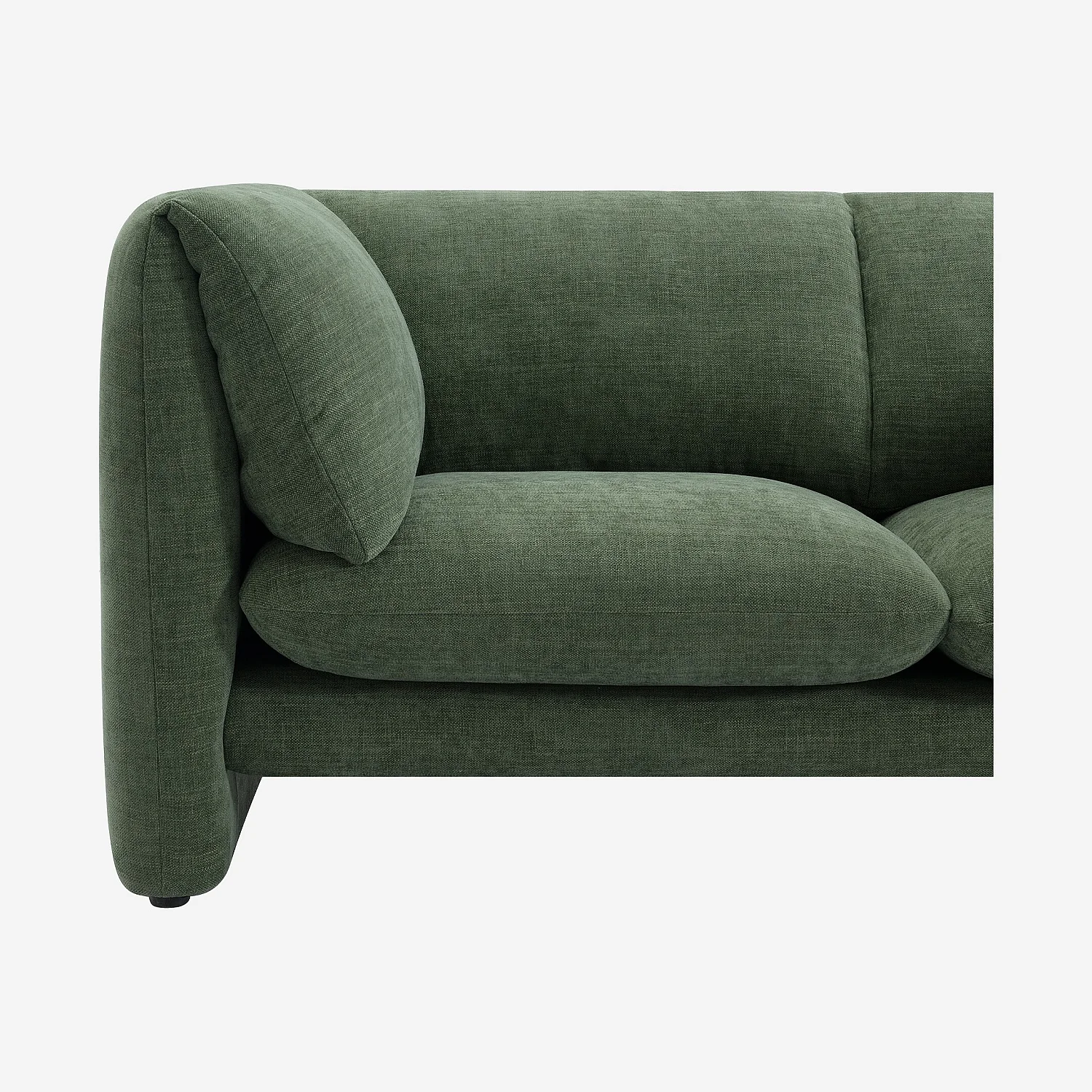 Canapé 2 places en tissu avec dossier garni de plumes - Vert kaki - 3