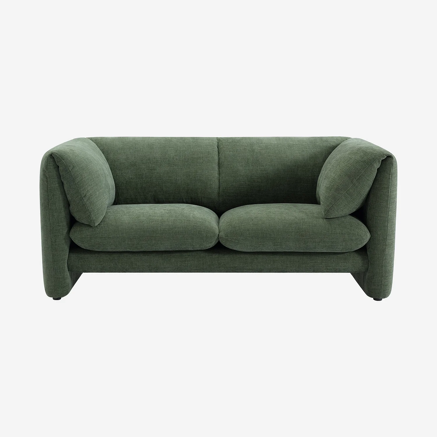 Canapé 2 places en tissu avec dossier garni de plumes - Vert kaki - 2