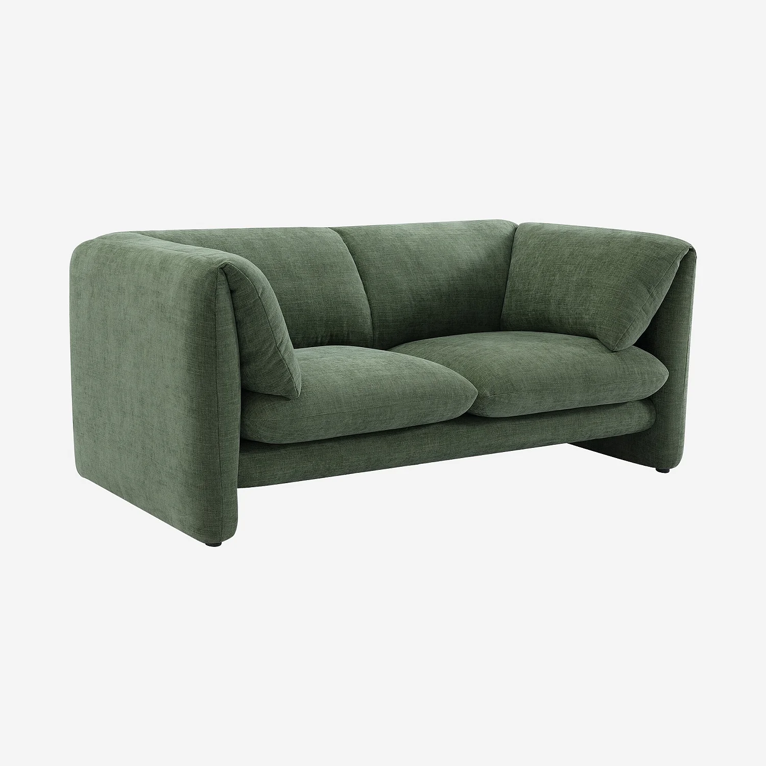 Canapé 2 places en tissu avec dossier garni de plumes - Vert kaki - 5