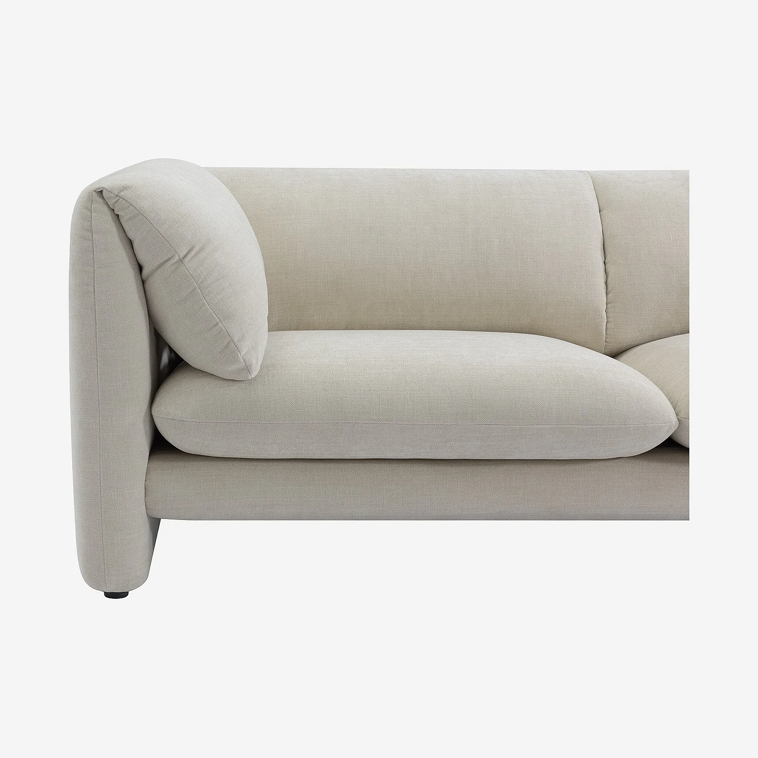 Sofá 3 plazas en tejido con respaldo relleno de plumas - Beige - 2