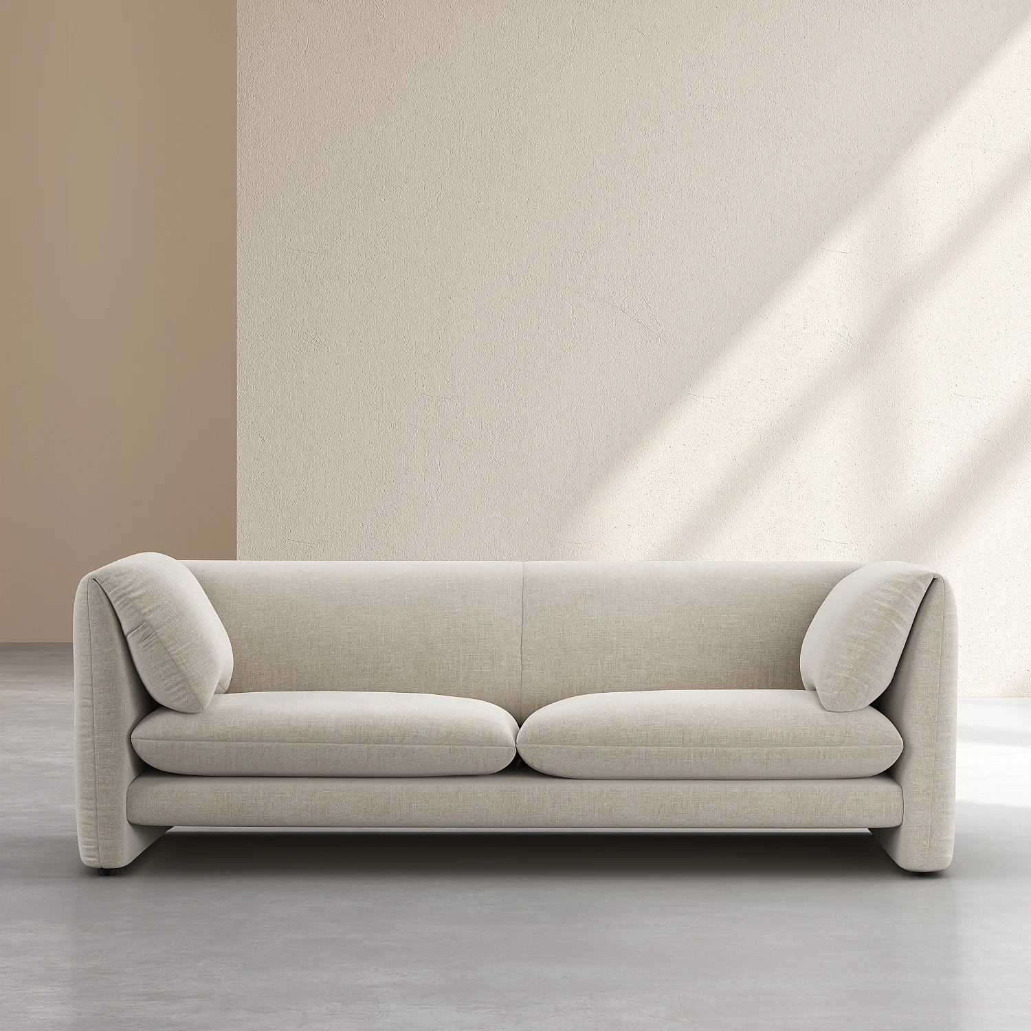 Divano 3 posti in tessuto con schienale imbottito di piume - Beige - 1