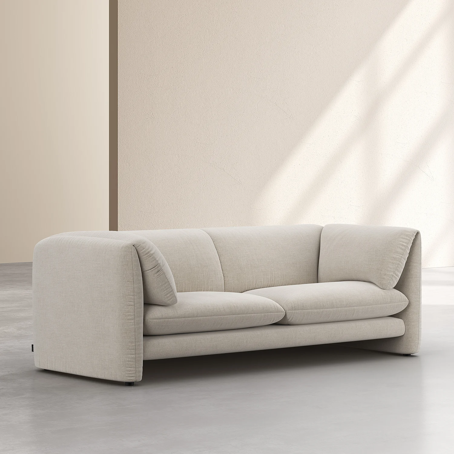 Divano 3 posti in tessuto con schienale imbottito di piume - Beige - 6