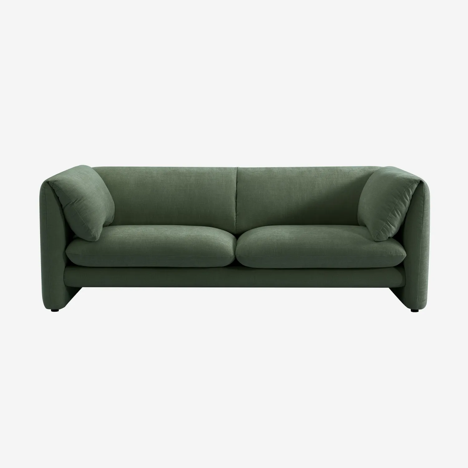 Canapé 3 places en tissu avec dossier garni de plumes - Vert kaki