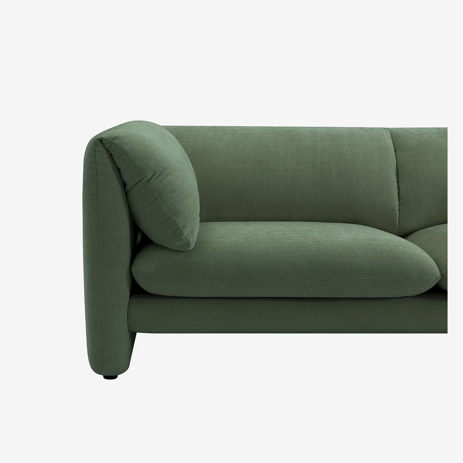 Canapé 3 places en tissu avec dossier garni de plumes - Vert kaki - 3