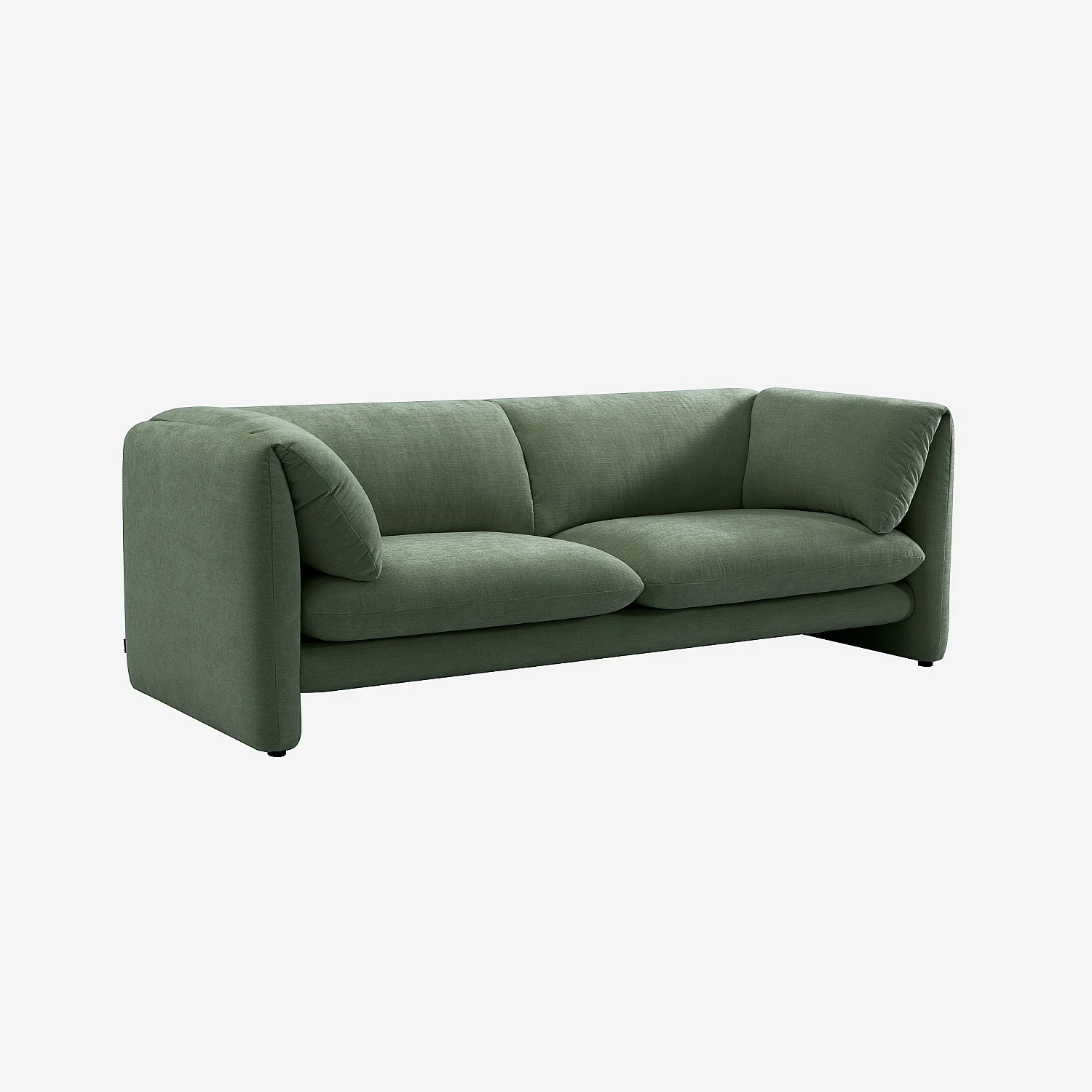 Canapé 3 places en tissu avec dossier garni de plumes - Vert kaki - 5