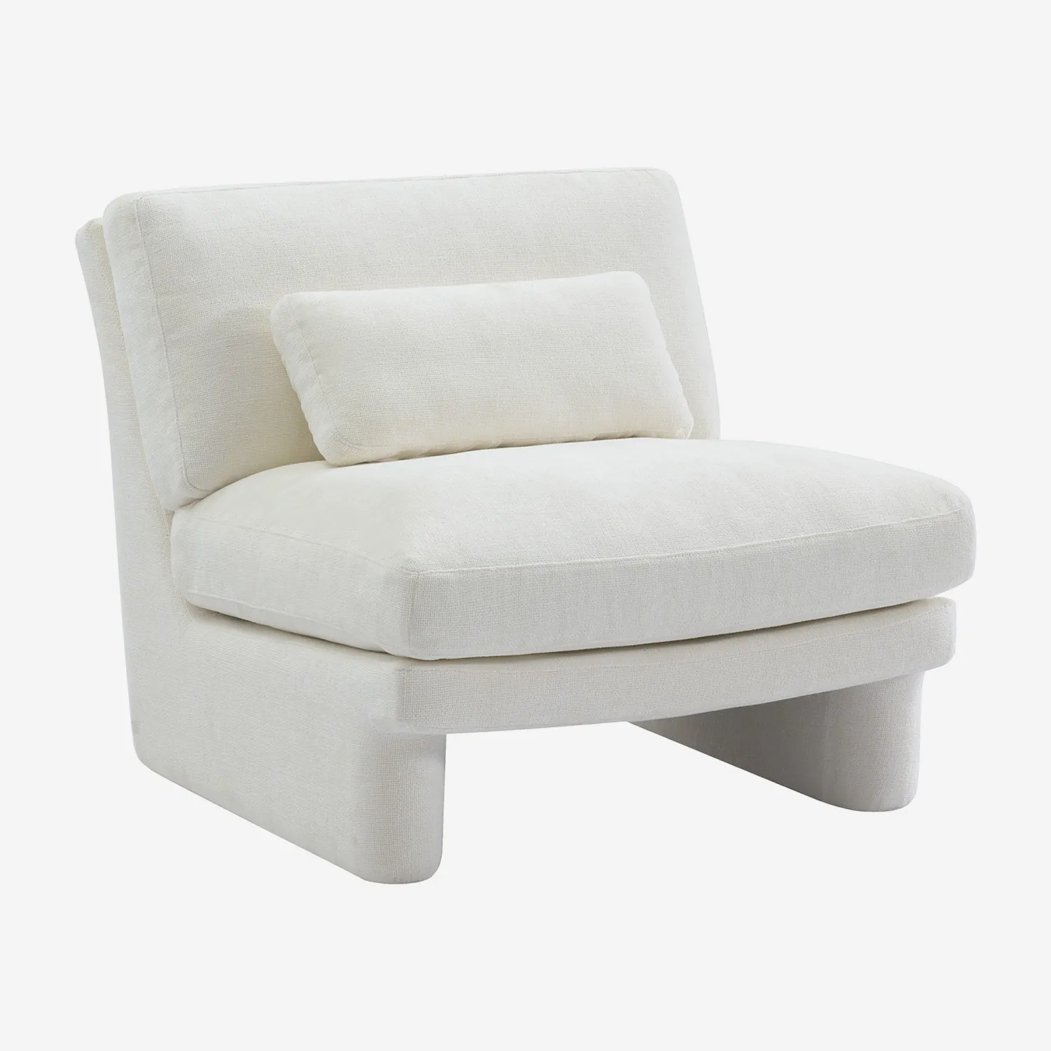 Fauteuil en tissu garni de plumes - Blanc