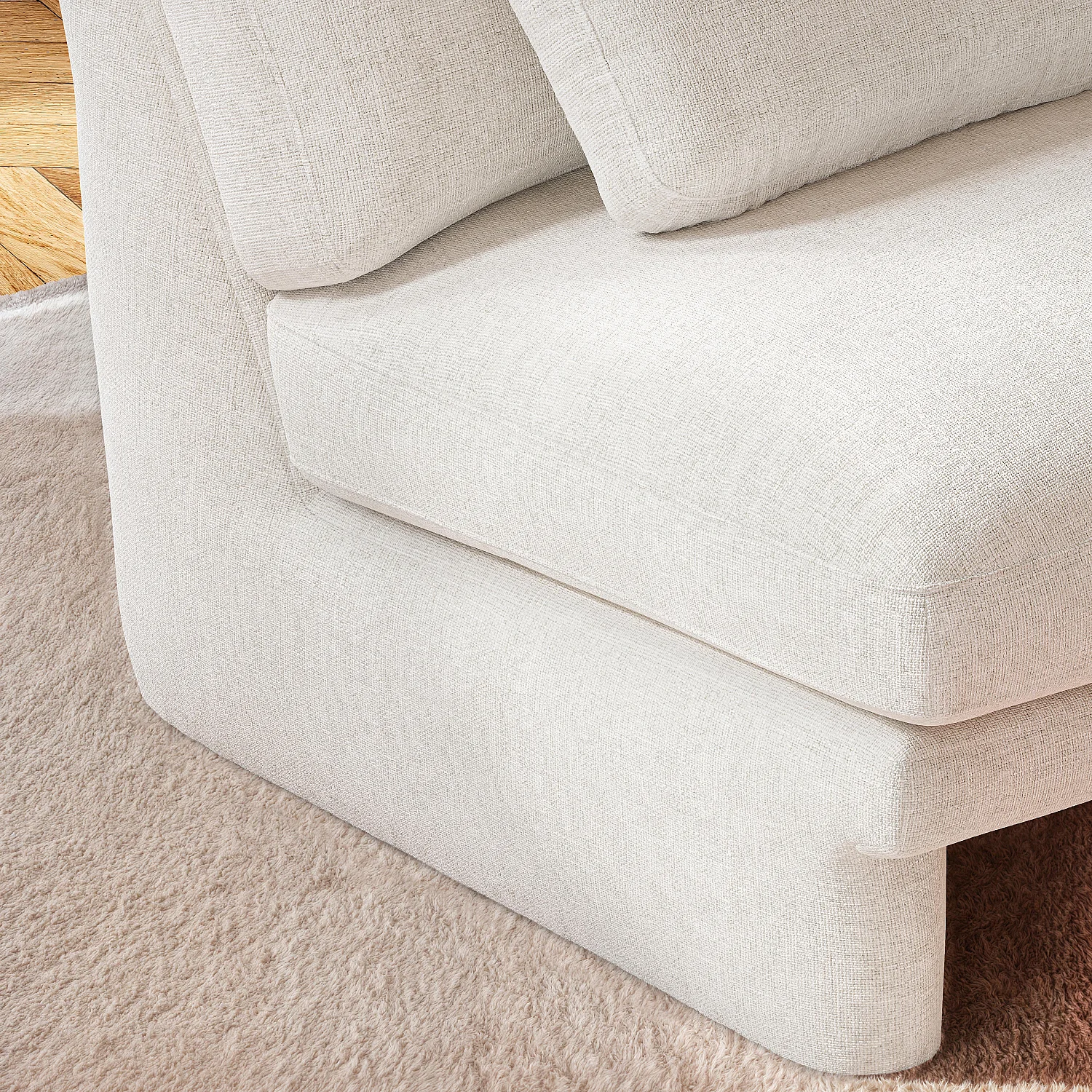 Fauteuil en tissu garni de plumes - Blanc - 6
