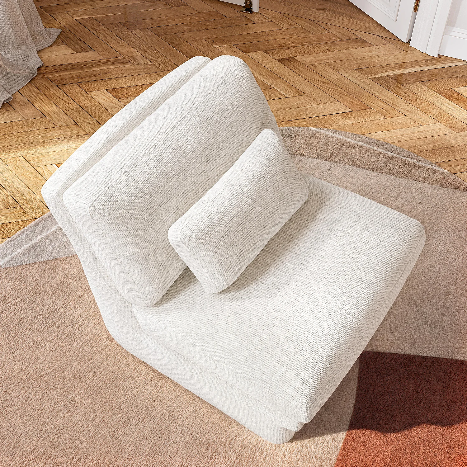 Fauteuil en tissu garni de plumes - Blanc - 3