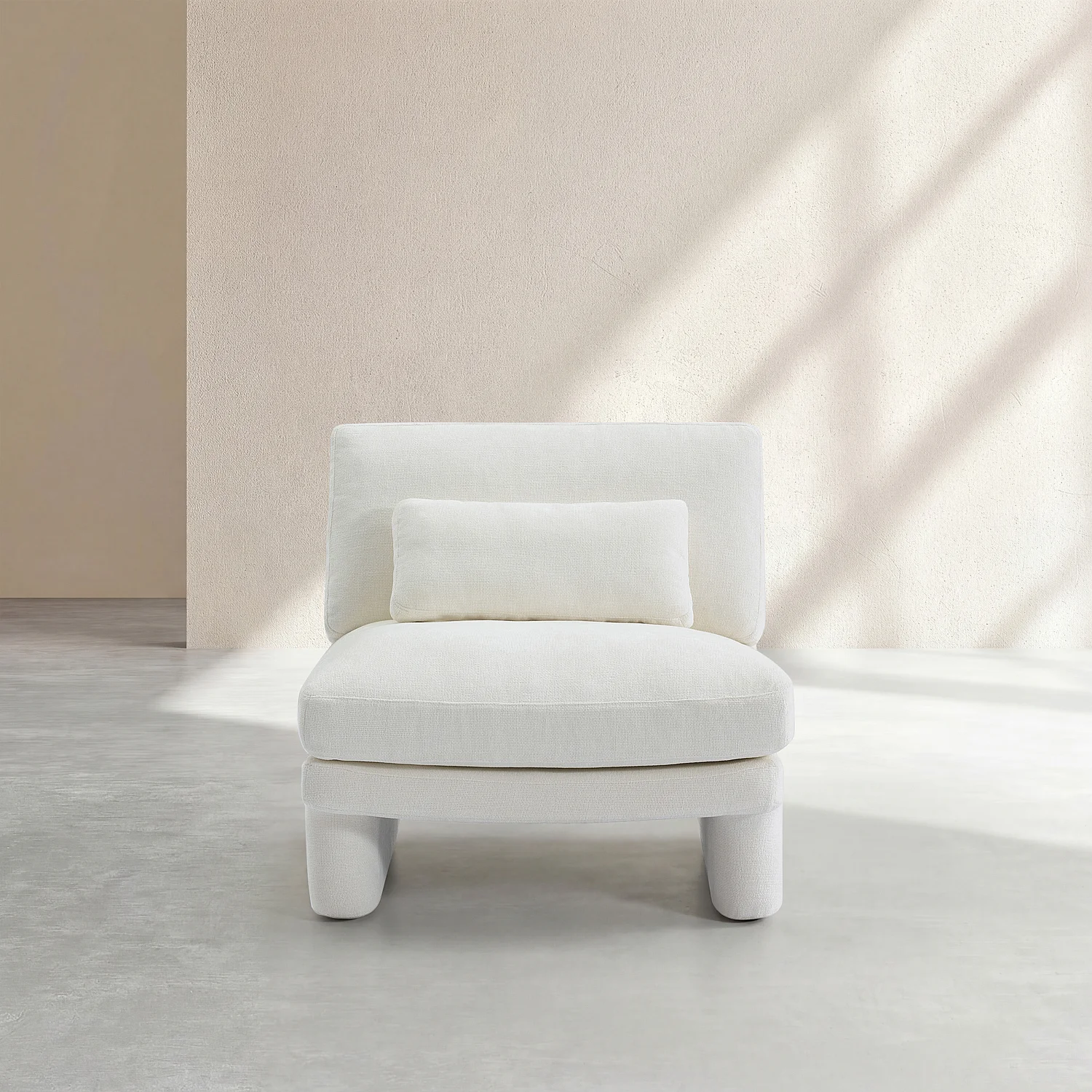 Sillón en tejido con relleno de plumas - Blanco - 2