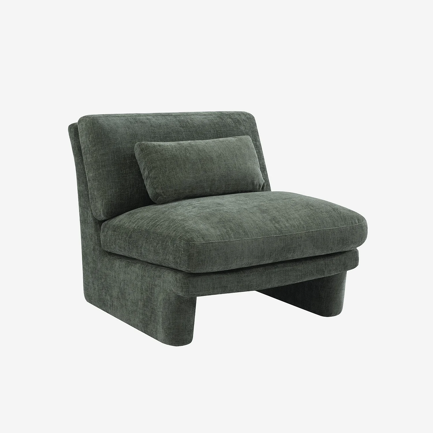 Fauteuil en tissu garni de plumes - Vert olive - 5