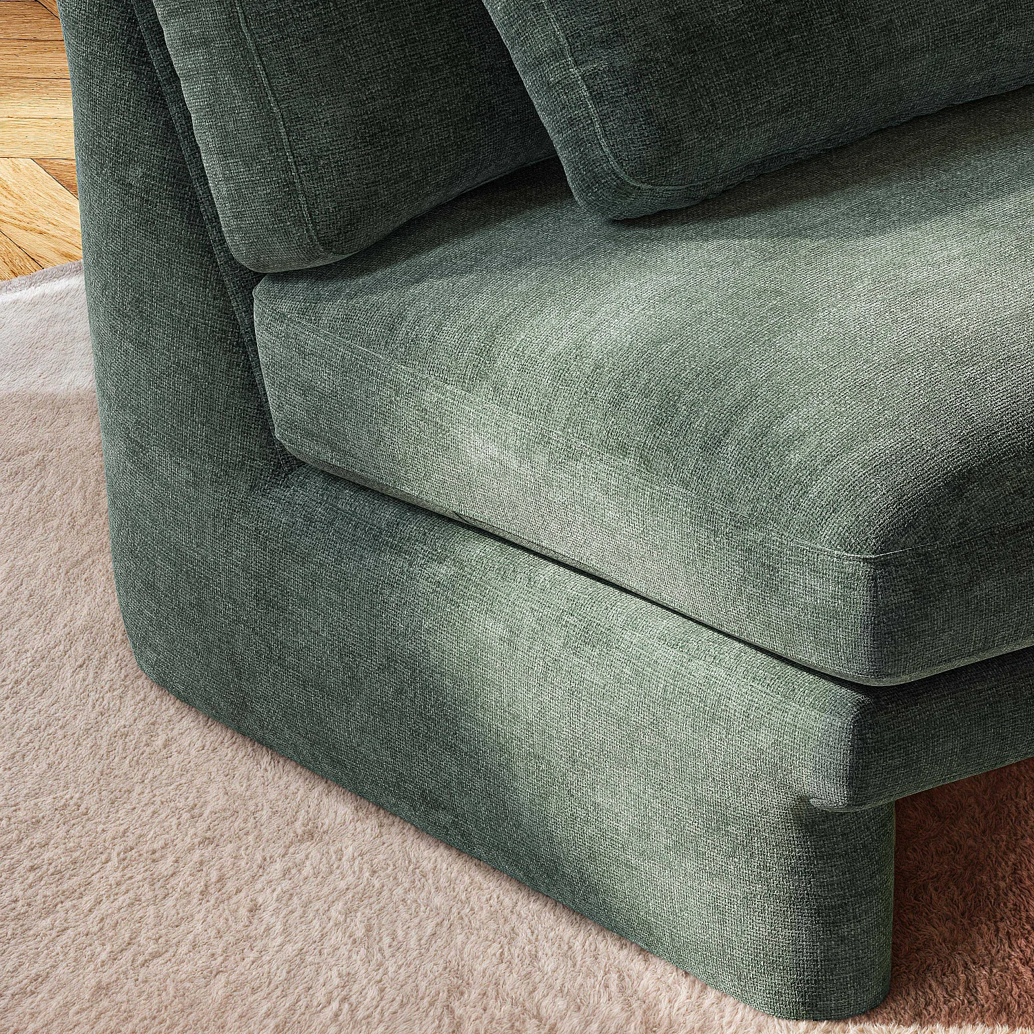 Fauteuil en tissu garni de plumes - Vert olive - 6