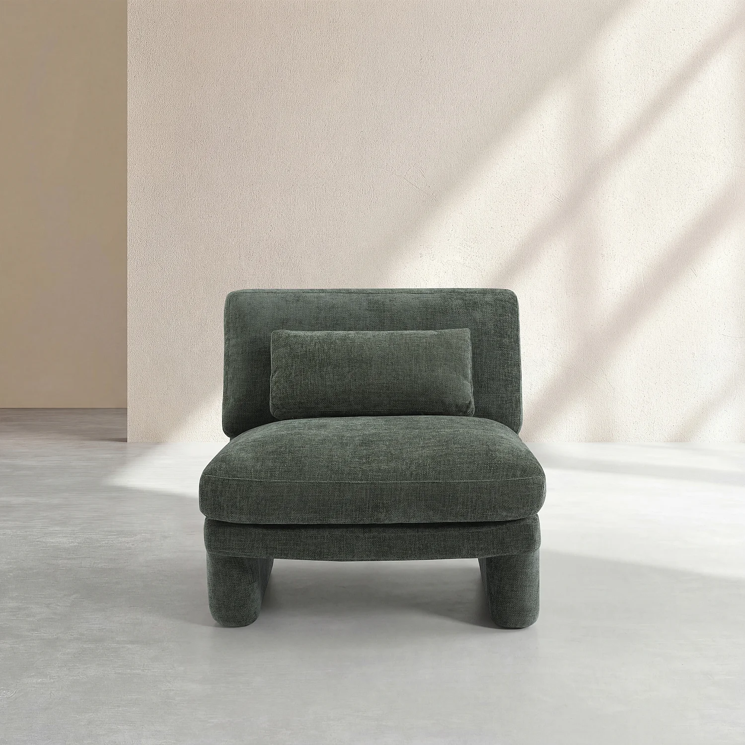 Stoff-Armlehnstuhl mit Federfüllung - Olivgrün - 2