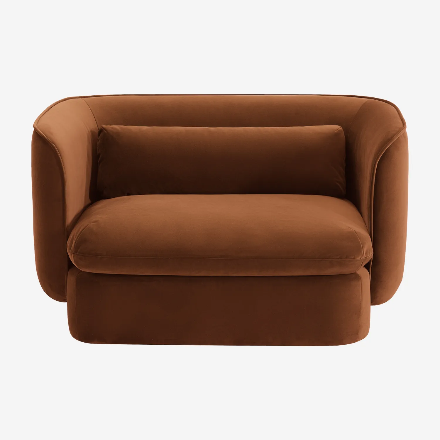 Fauteuil en tissu garni de plumes - Terracotta