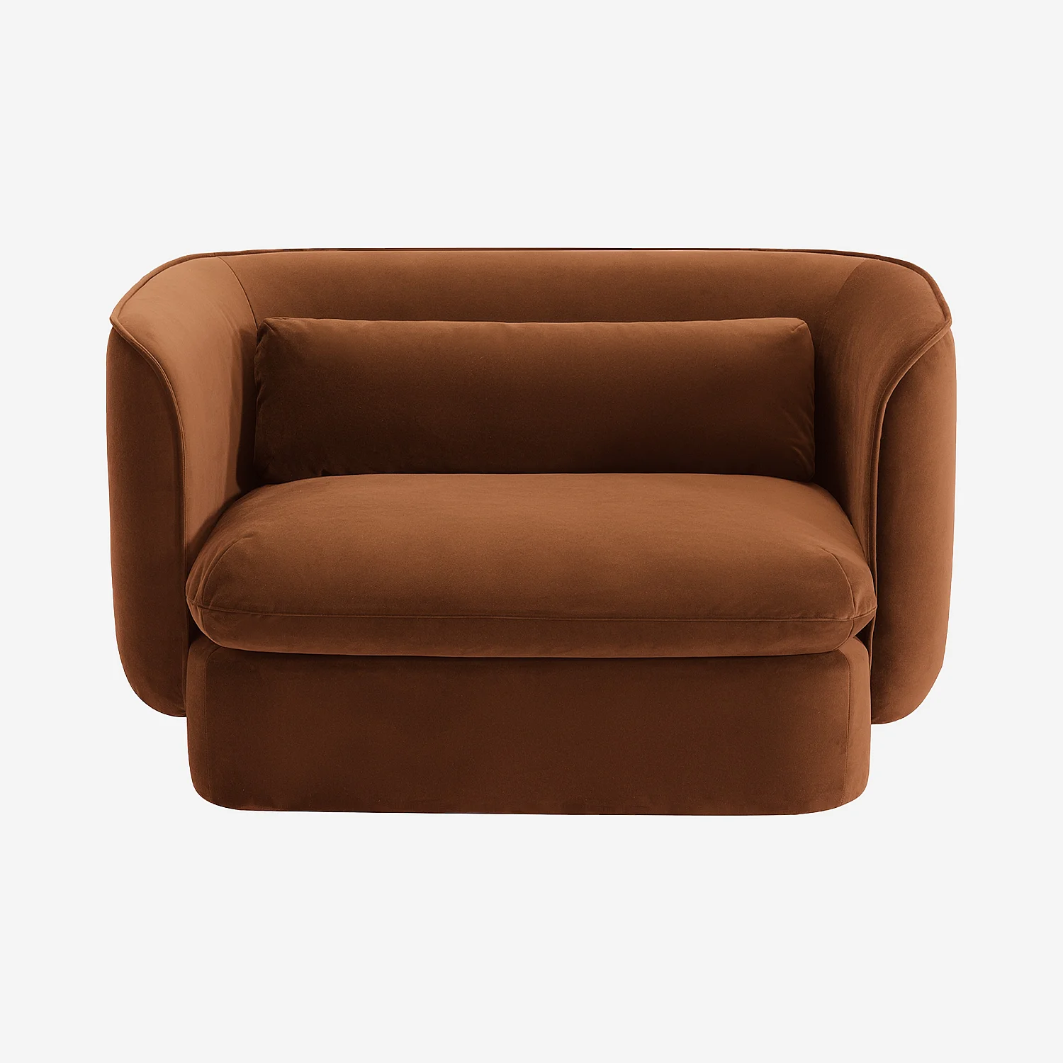 Fauteuil en tissu garni de plumes - Terracotta - 2