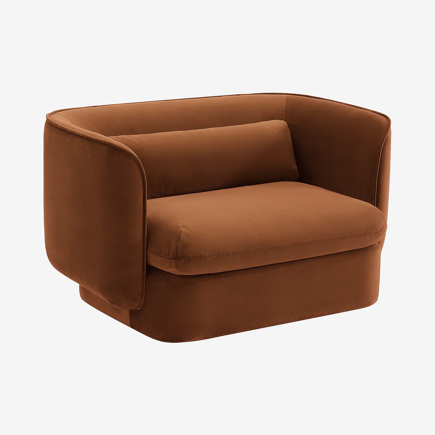 Fauteuil en tissu garni de plumes - Terracotta - 5