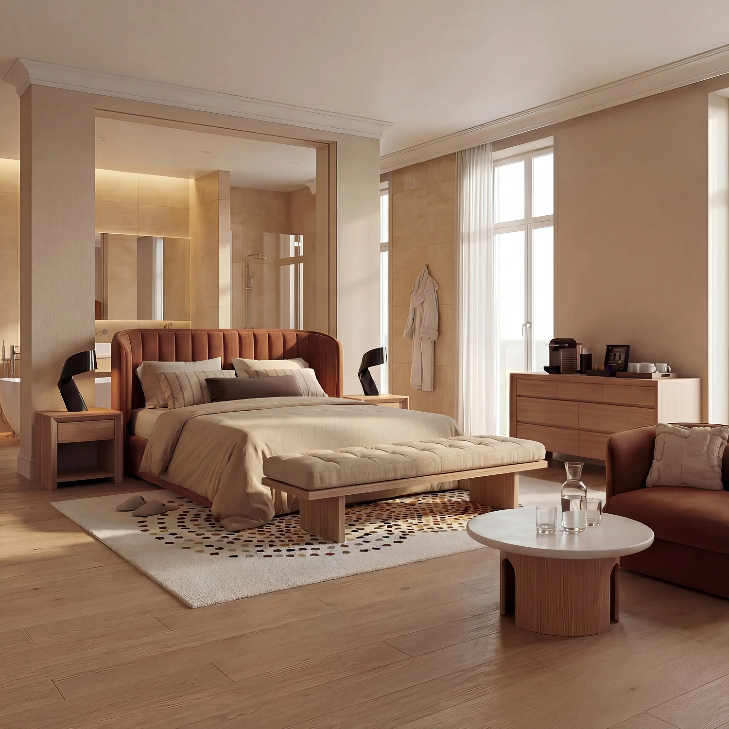 Stoffsofa mit Federn gefüllter Sessel - Terrakotta - 7