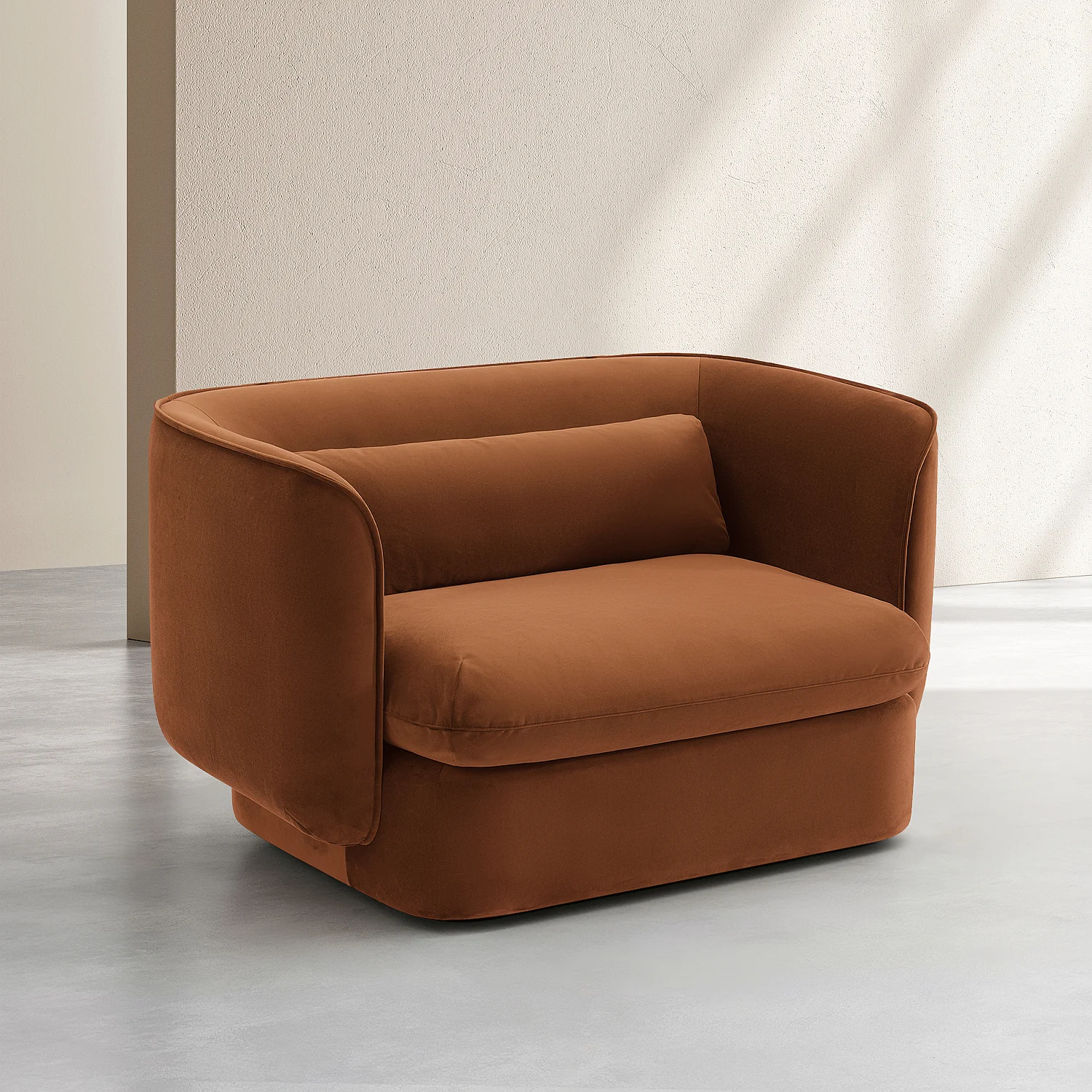 Stoffsofa mit Federn gefüllter Sessel - Terrakotta - 2