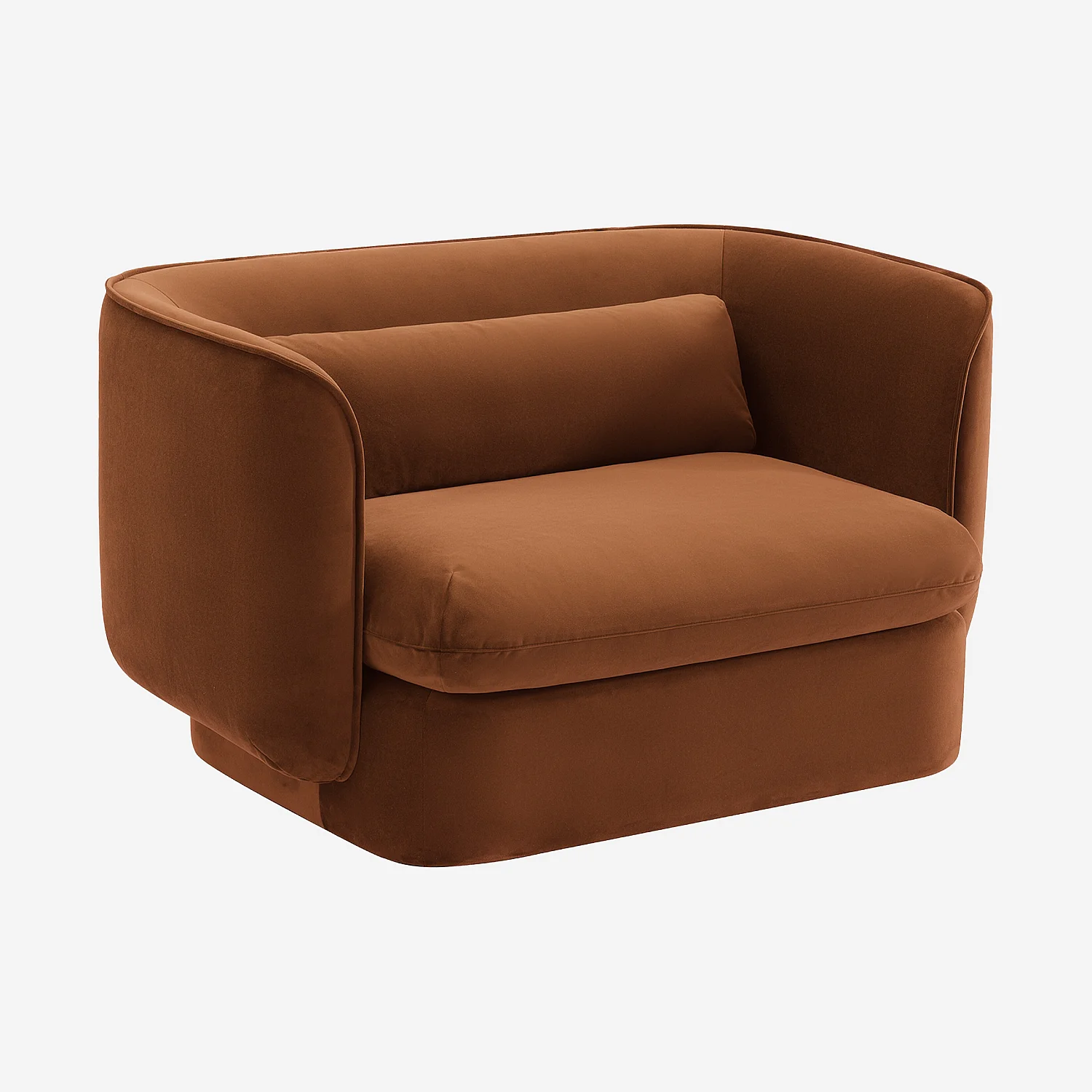 Fauteuil en tissu garni de plumes - Terracotta - 5