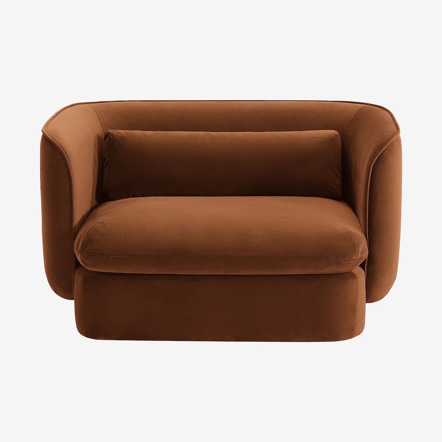 Fauteuil en tissu garni de plumes - Terracotta - 2