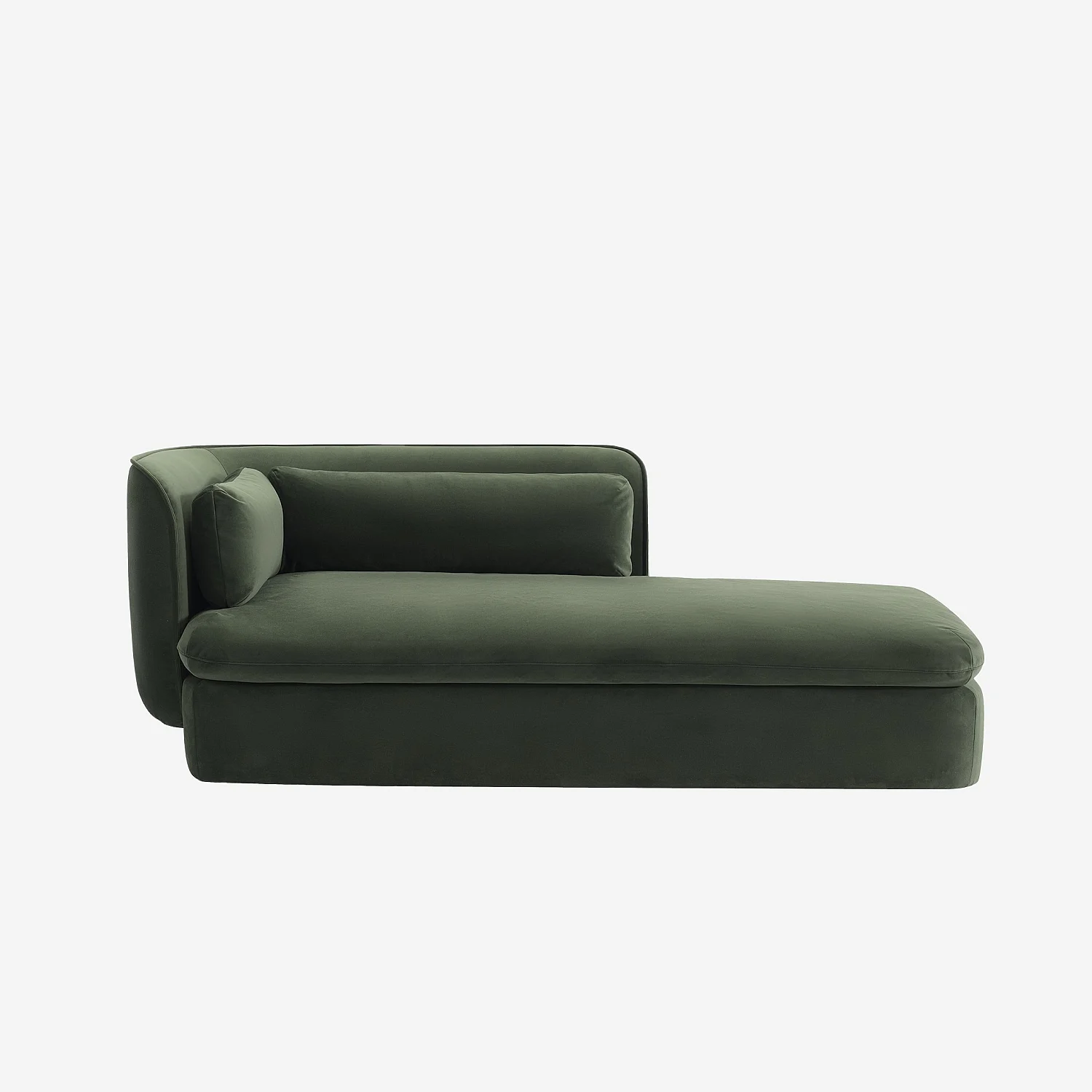 Méridienne droite en tissu garnie de plumes - Vert kaki - 2