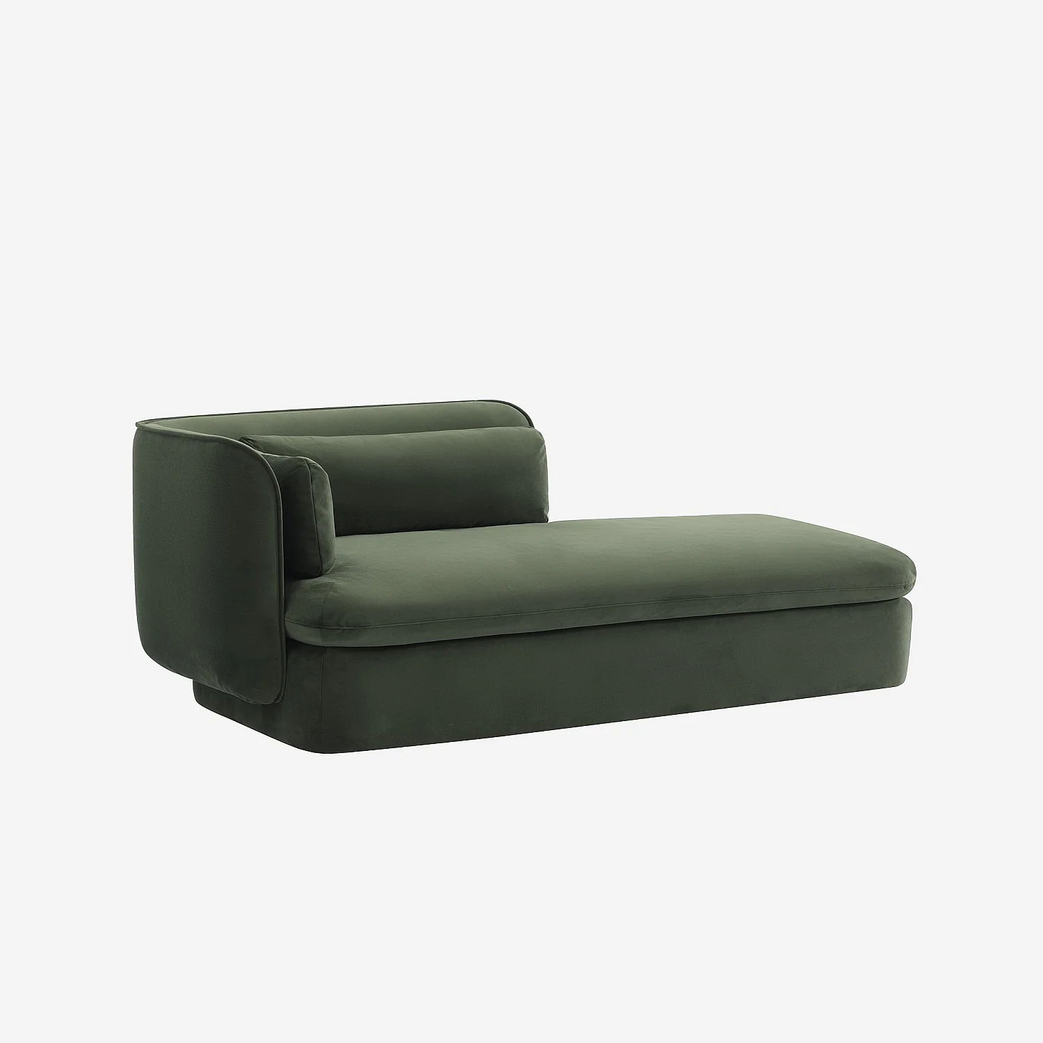 Méridienne droite en tissu garnie de plumes - Vert kaki - 4