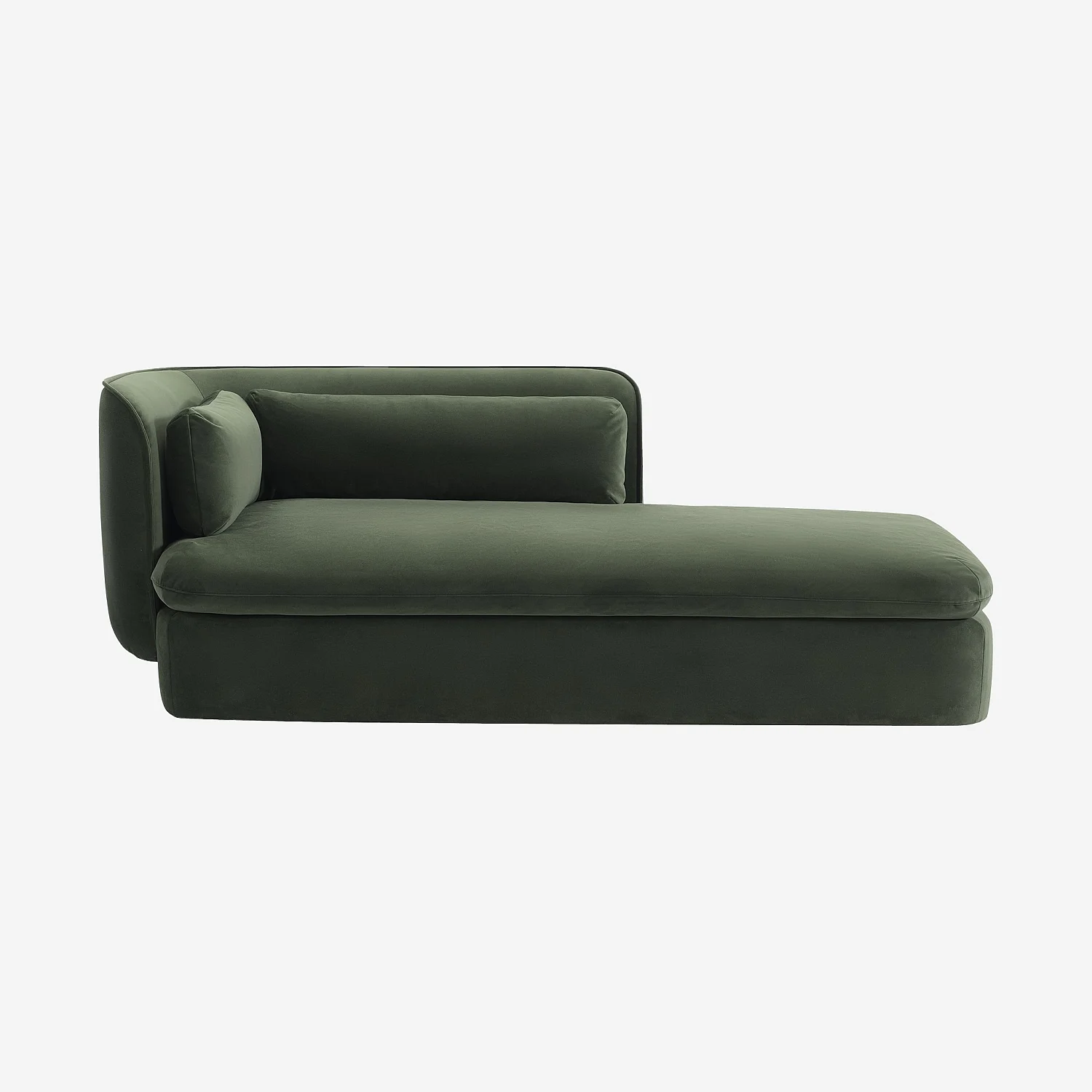 Rechte chaise longue met veren gevuld textiel - Kaki Groen - 2