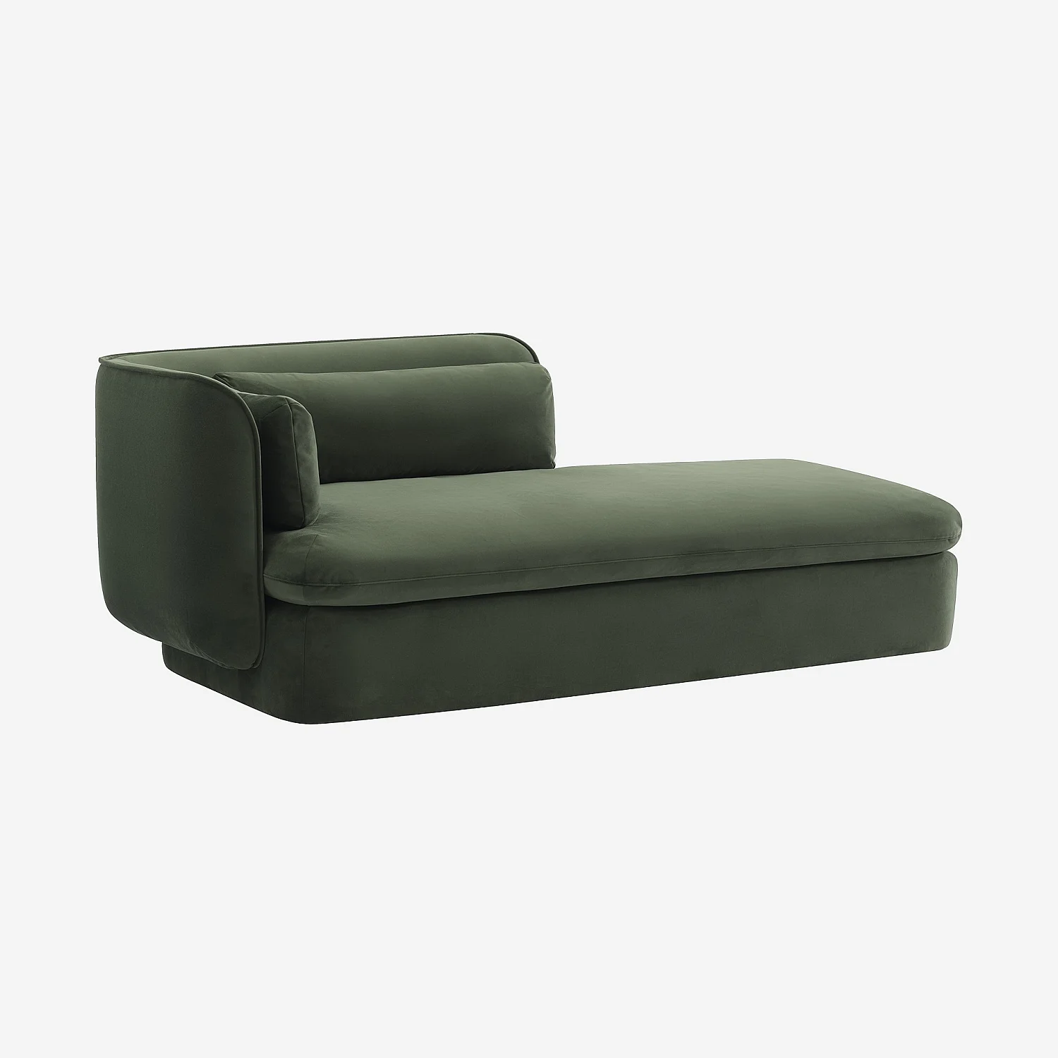 Rechte chaise longue met veren gevuld textiel - Kaki Groen - 3