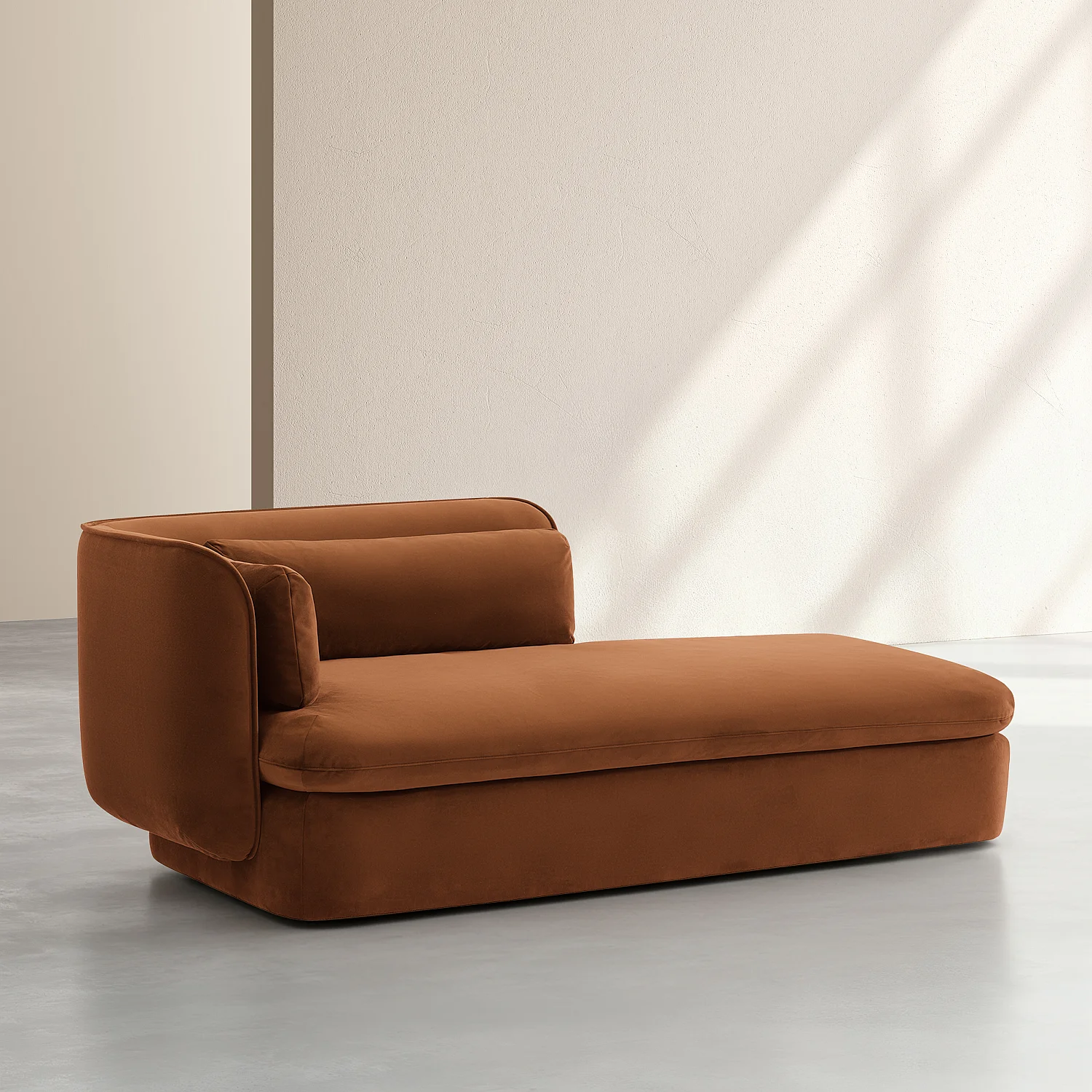 Chaise longue destra in tessuto imbottita di piume - Terracotta - 3