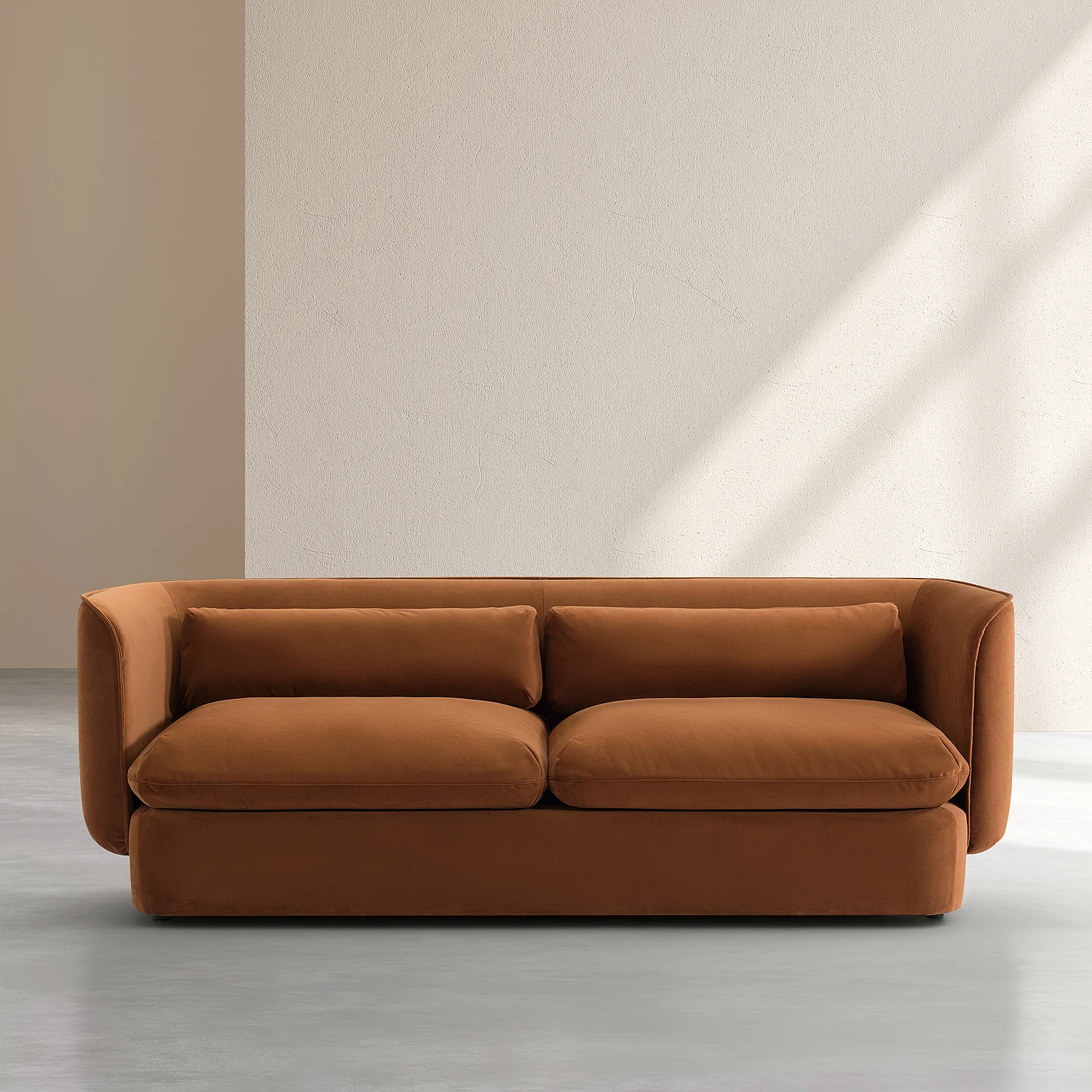 3-seters stoffsofa med fjærfyll - Terracotta - 2