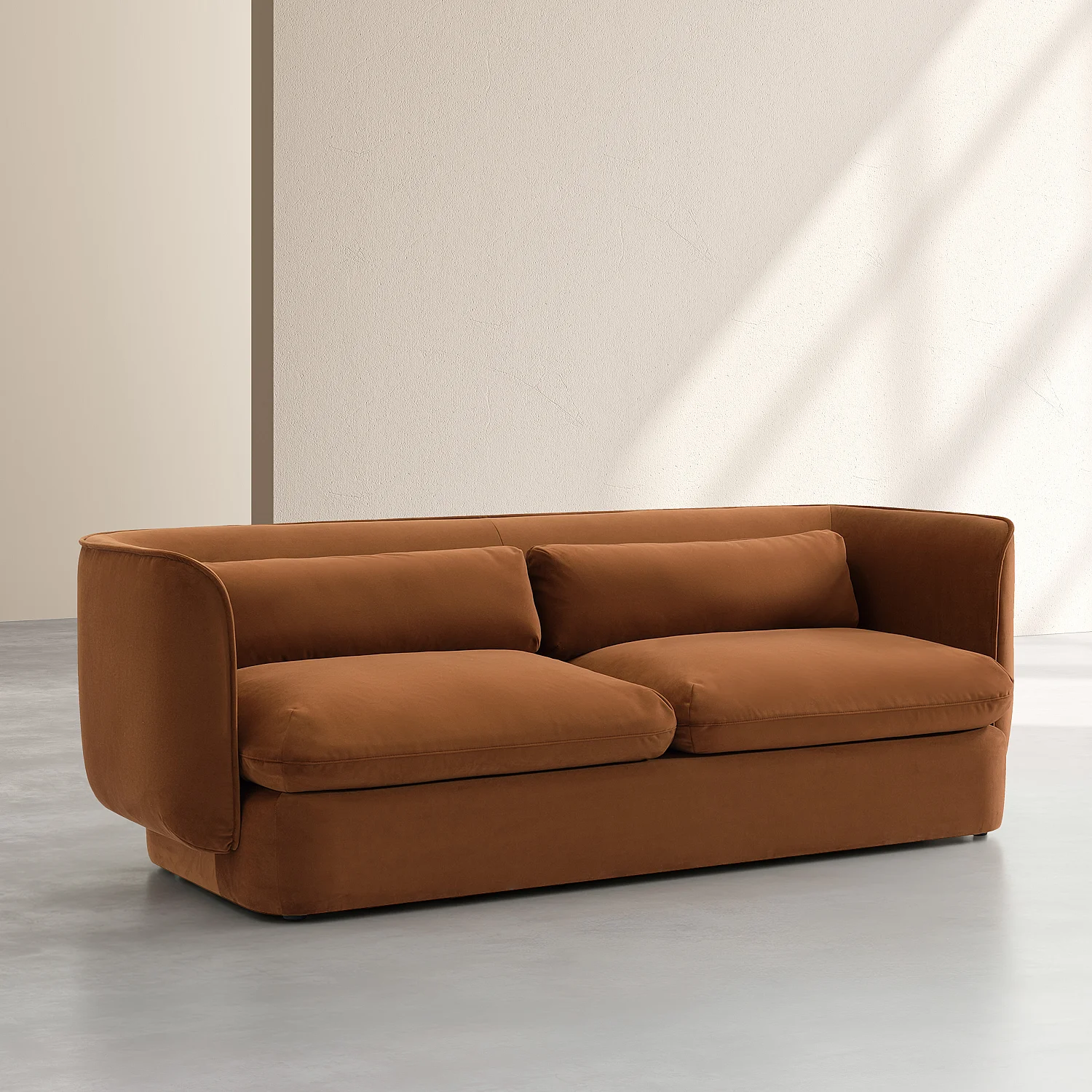 3-seters stoffsofa med fjærfyll - Terracotta - 3