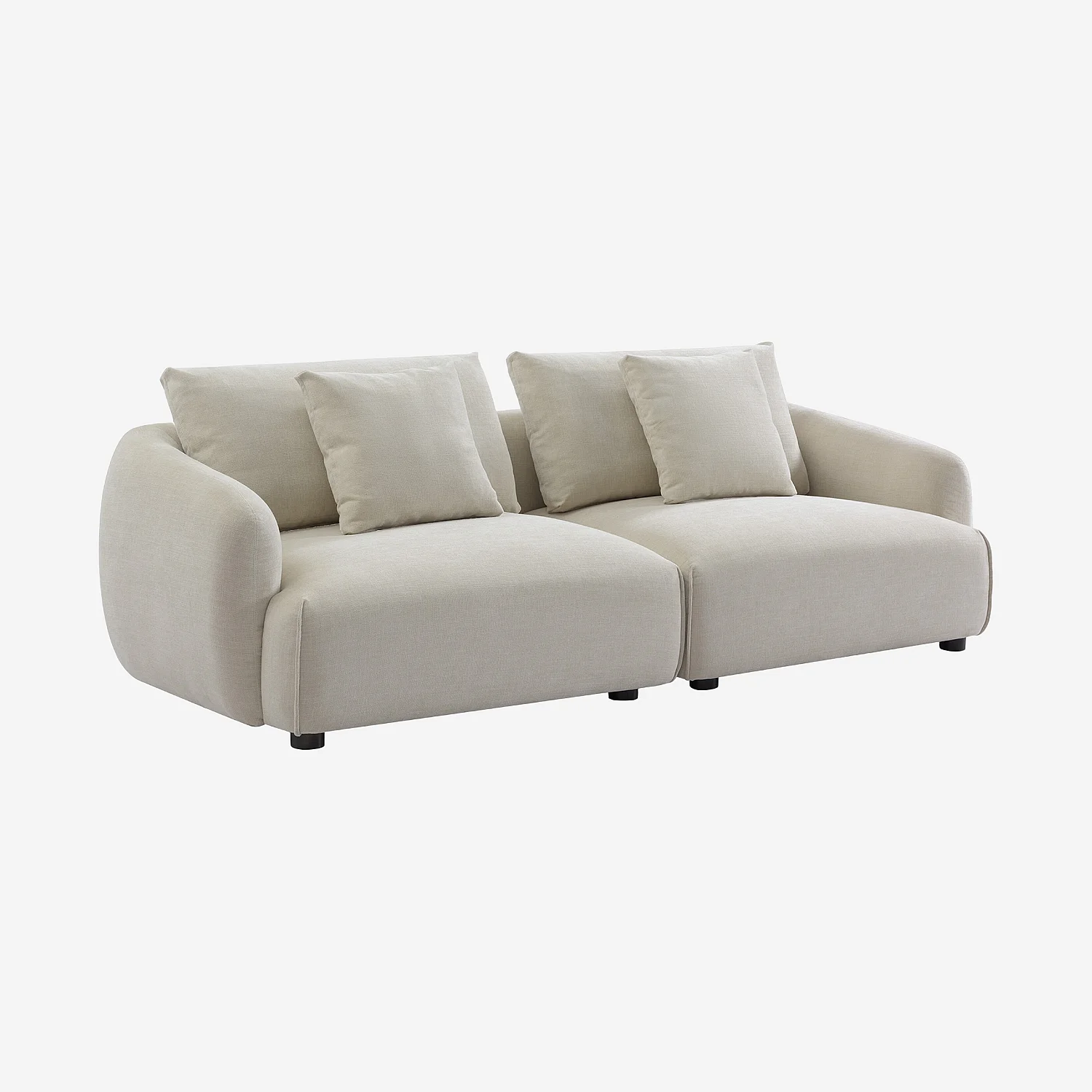 Sofá 3 plazas de tela con relleno de plumas - Beige - 5