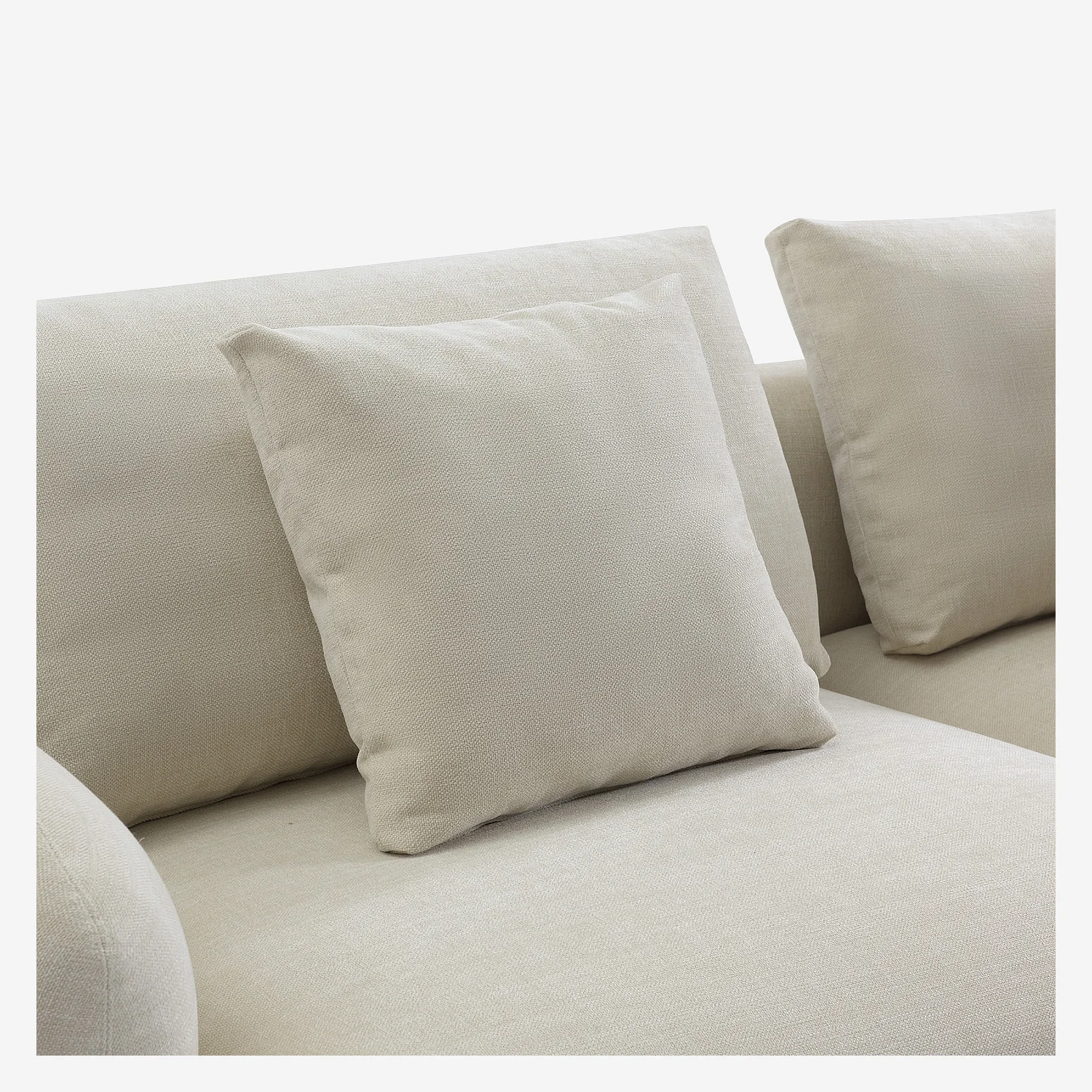 Sofá 3 plazas de tela con relleno de plumas - Beige - 7