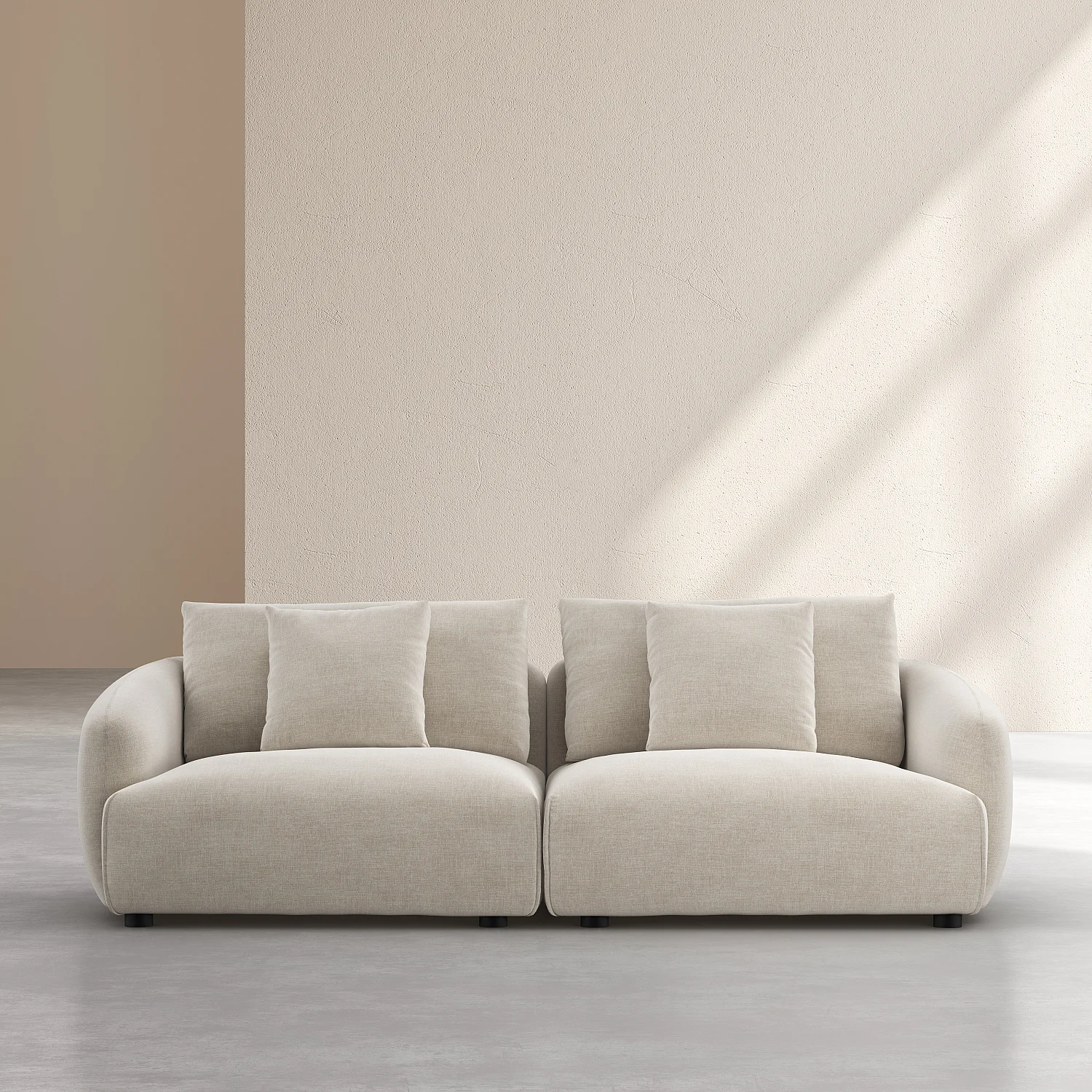 Divano 3 posti in tessuto imbottito di piume - Beige - 2