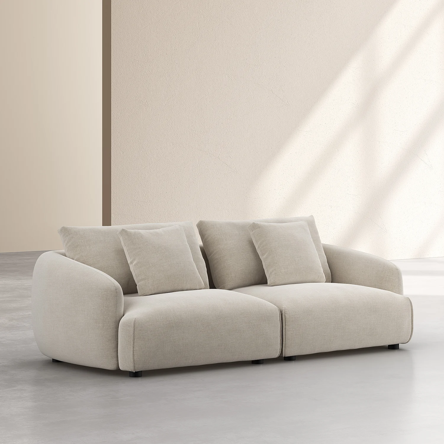 Divano 3 posti in tessuto imbottito di piume - Beige - 3