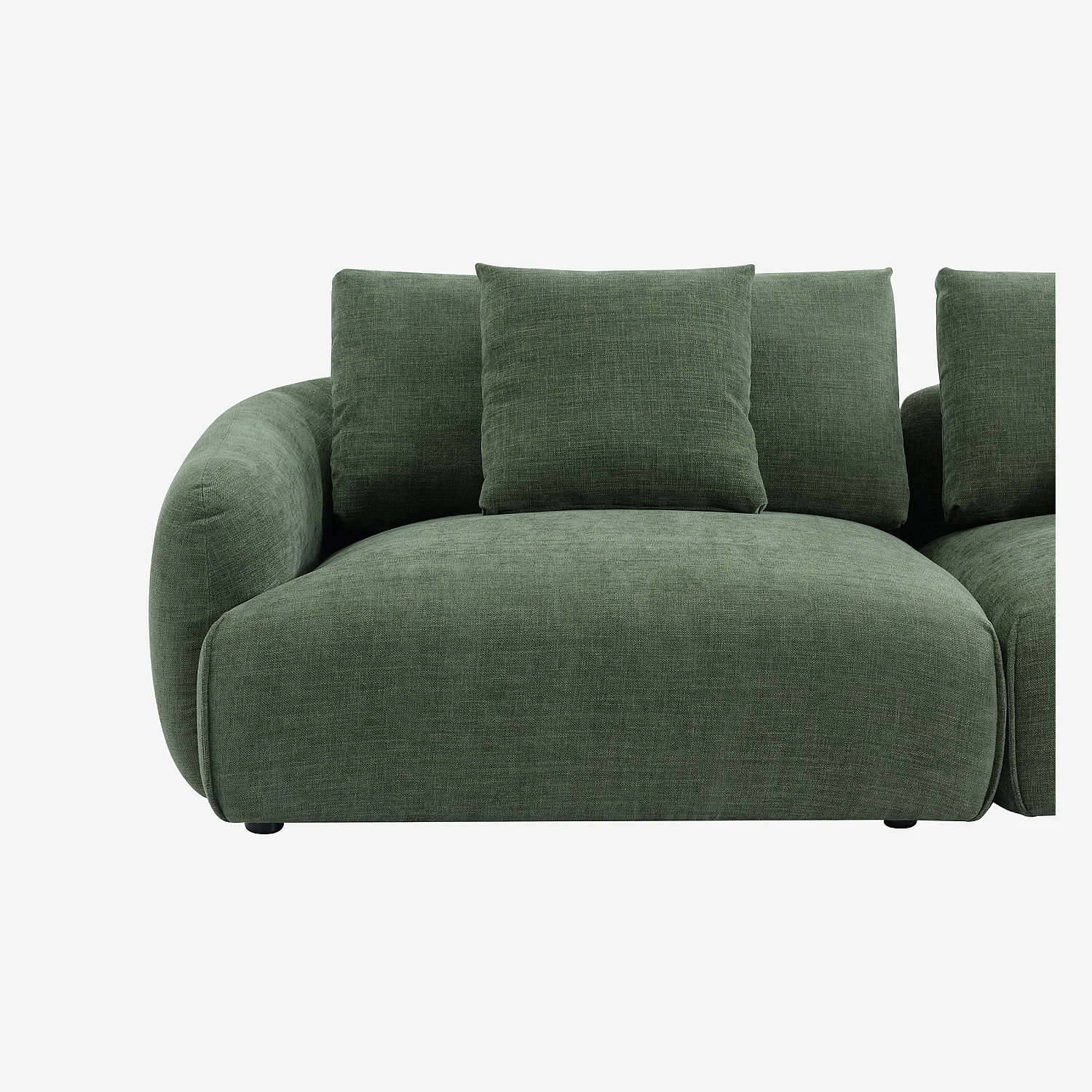 Canapé 3 places en tissu garni de plumes - Vert kaki - 3