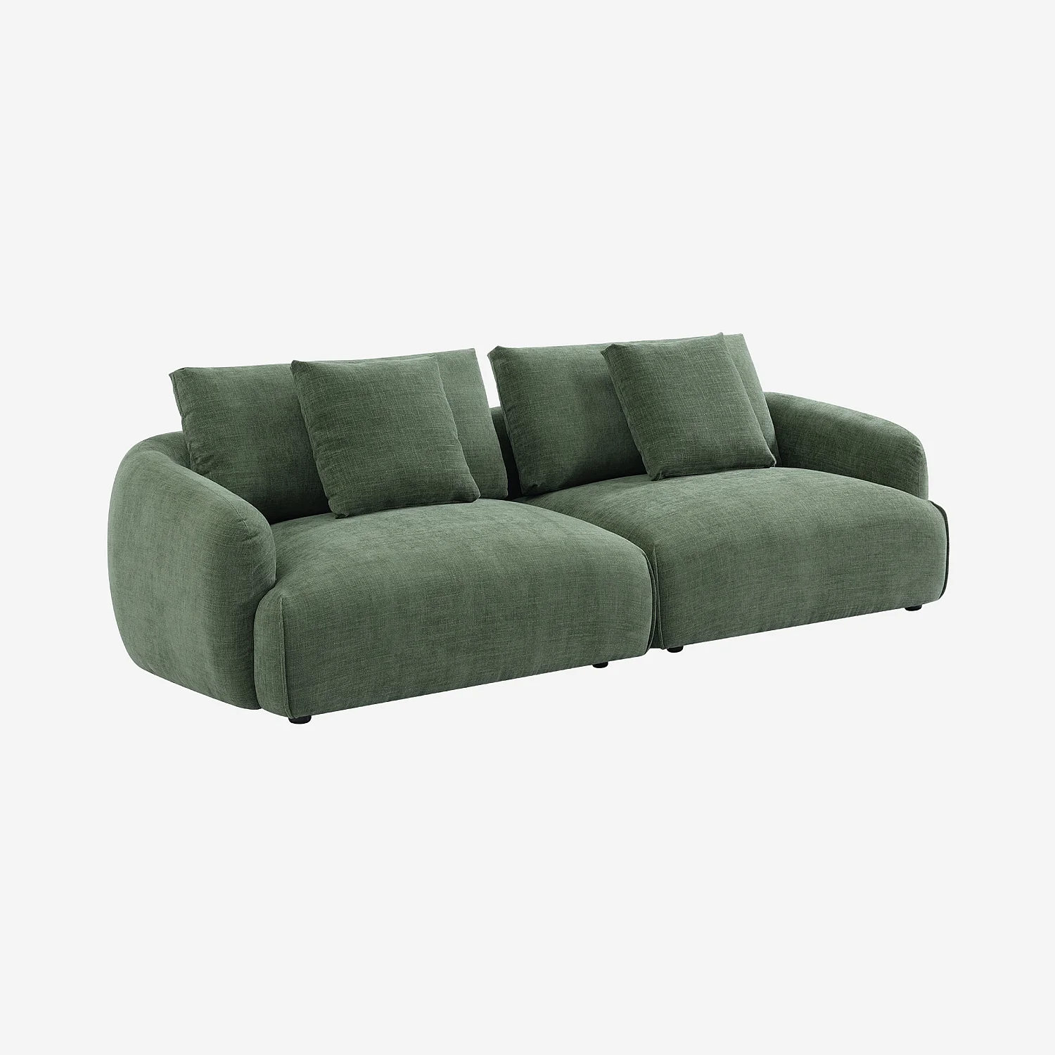 Canapé 3 places en tissu garni de plumes - Vert kaki - 5