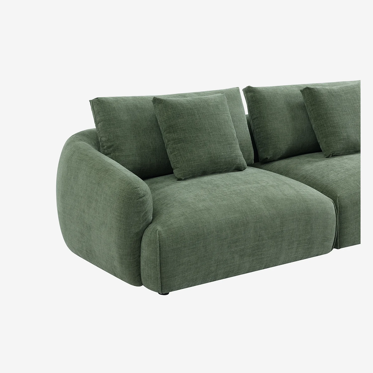 Canapé 3 places en tissu garni de plumes - Vert kaki - 6