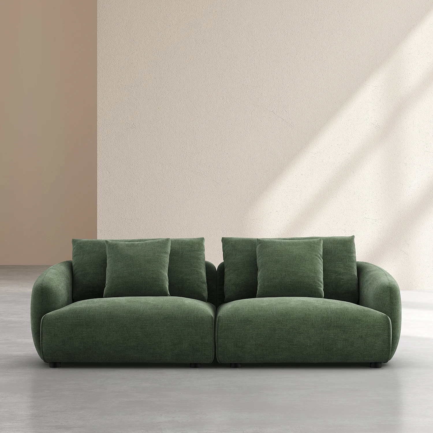 Canapé 3 places en tissu garni de plumes - Vert kaki - 2