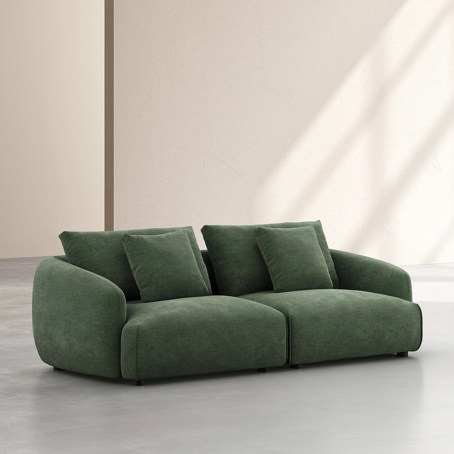 Canapé 3 places en tissu garni de plumes - Vert kaki - 5