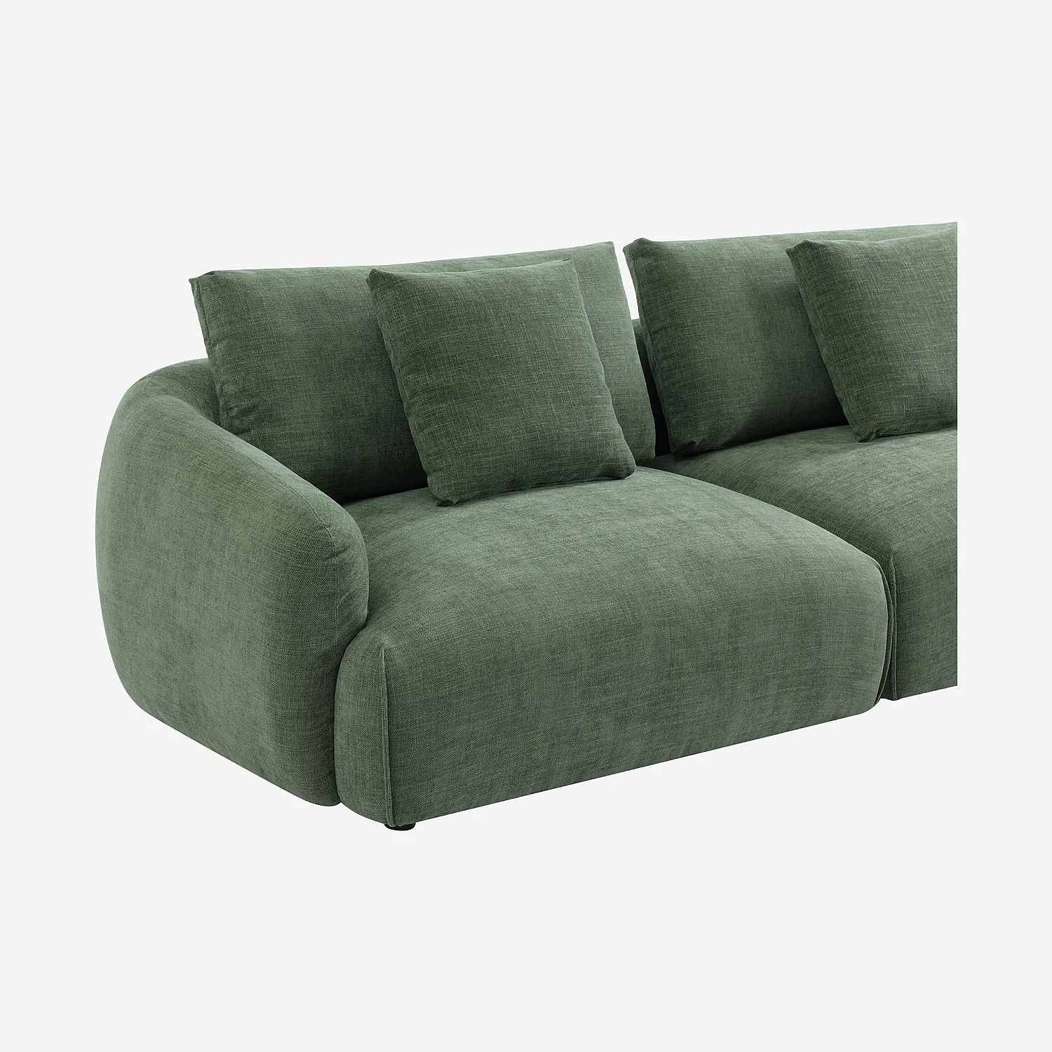 Canapé 3 places en tissu garni de plumes - Vert kaki - 6