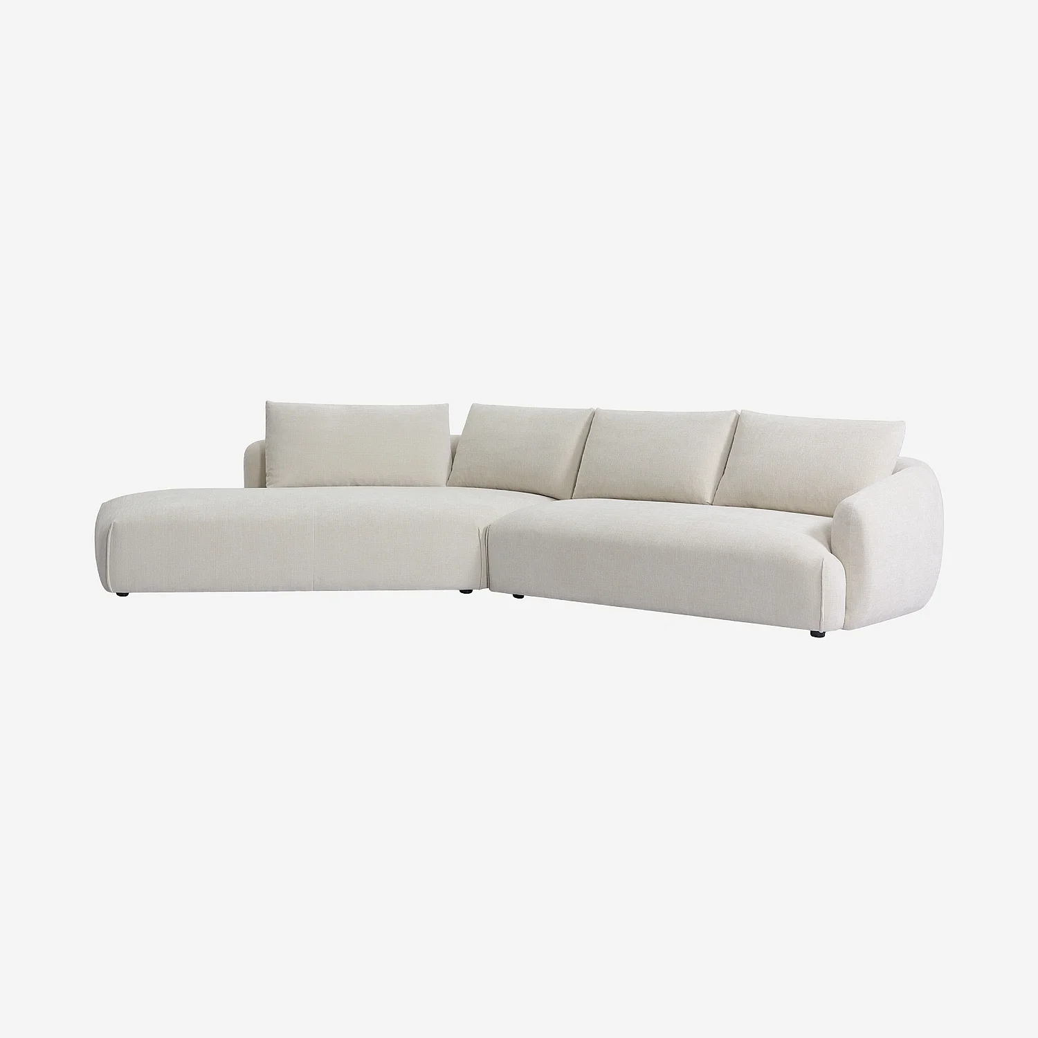 Sofá rinconera izquierda de tela con relleno de plumas - Beige - 4