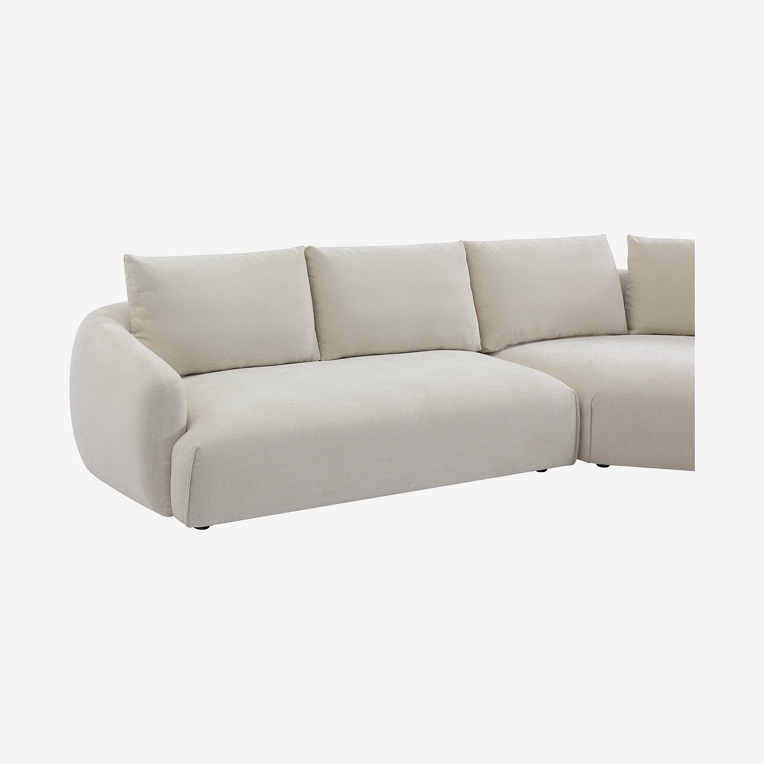 Sofá rinconera derecha de tela con relleno de plumas - Beige - 2