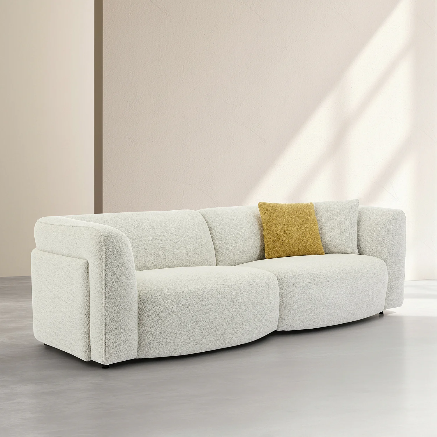 Canapé 4 places en tissu bouclette - Crème - Design by Nicole Aptel - 5