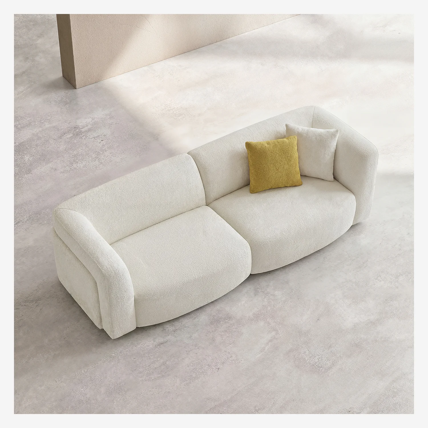 Canapé 4 places en tissu bouclette - Crème - Design by Nicole Aptel - 6