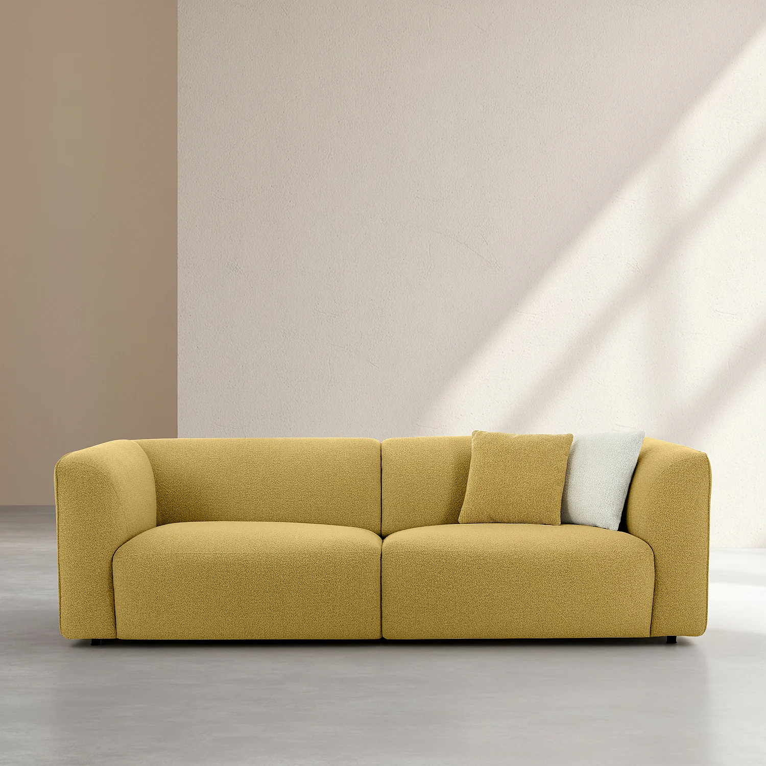 Sofá 4 plazas en tejido bouclé - Amarillo mostaza - Design by Nicole Aptel - 3