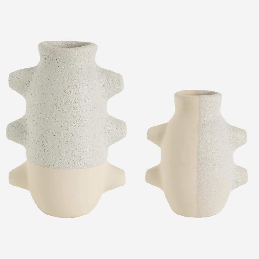 Vase en faïence - Gris et blanc - 16 x 23 cm