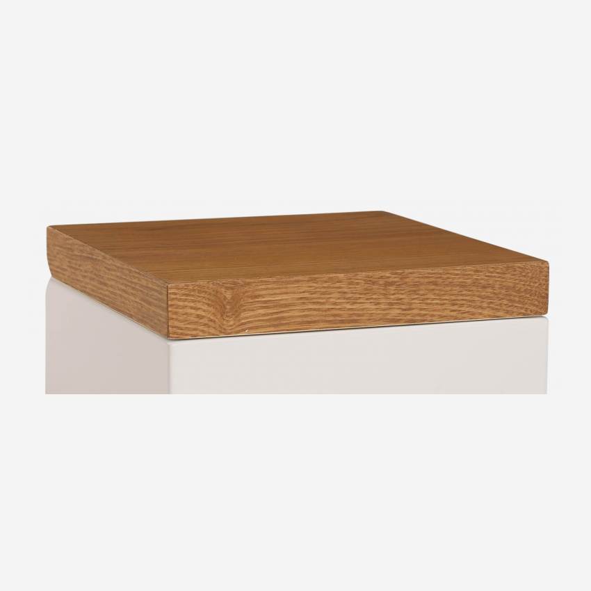 Boîte de rangement 15x15cm en bois avec intérieur laqué blanc